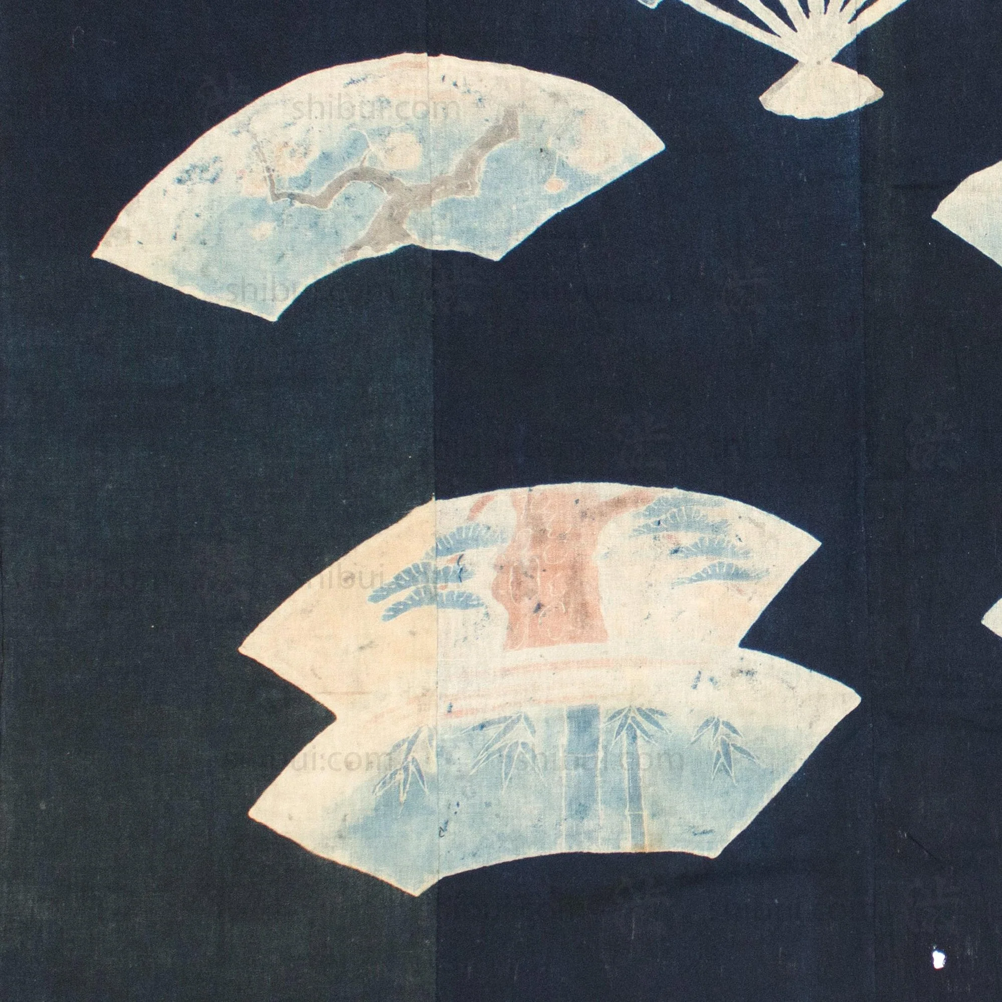 Indigo Tsutsugaki Futonji With Fan Motif - Image 6