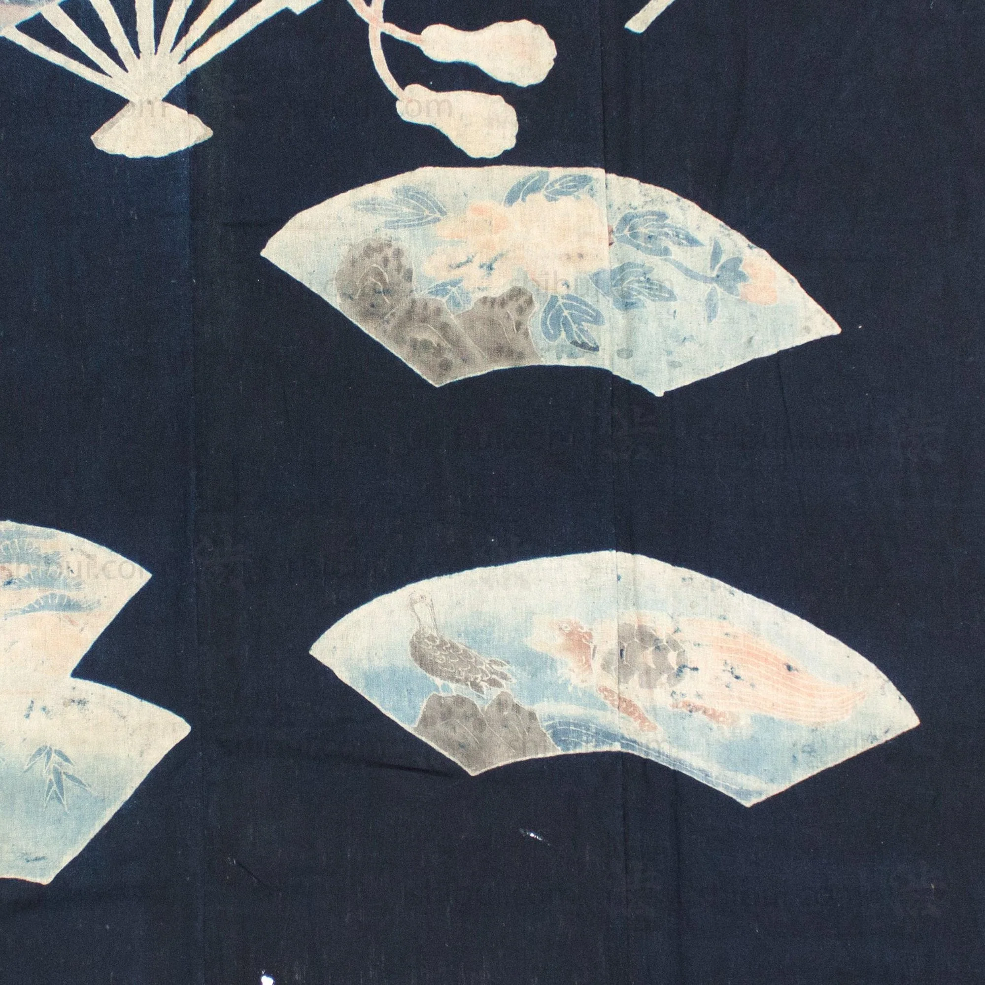 Indigo Tsutsugaki Futonji With Fan Motif - Image 7