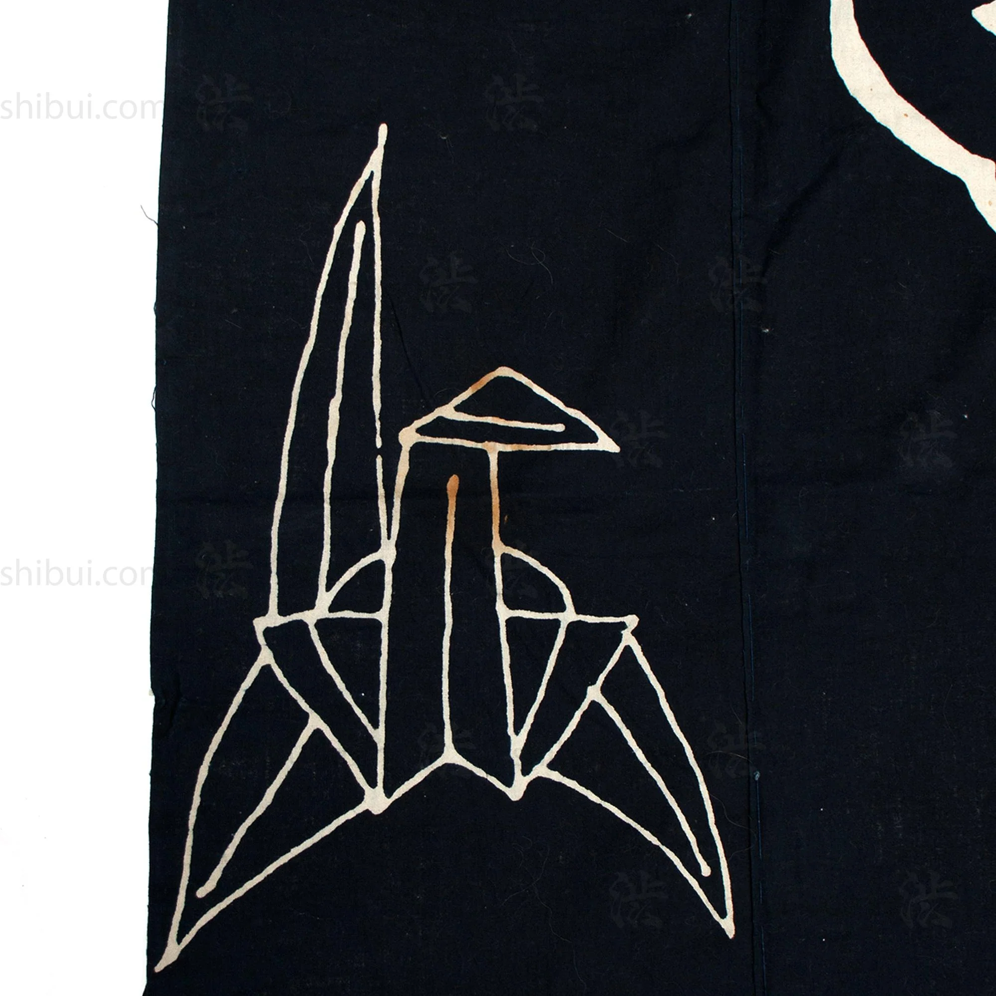 Large Indigo Tsutsugaki Futonji with Chrysanthemum and Paper Crane Motif - Image 3