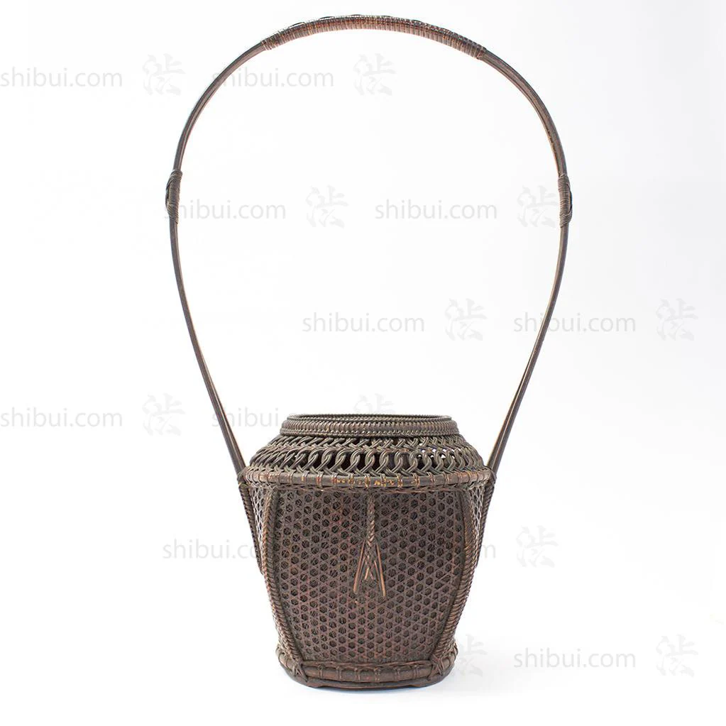 Beautifully Woven Japanese Antique Karamono style Bamboo Ikebana Flower Basket - Image 7