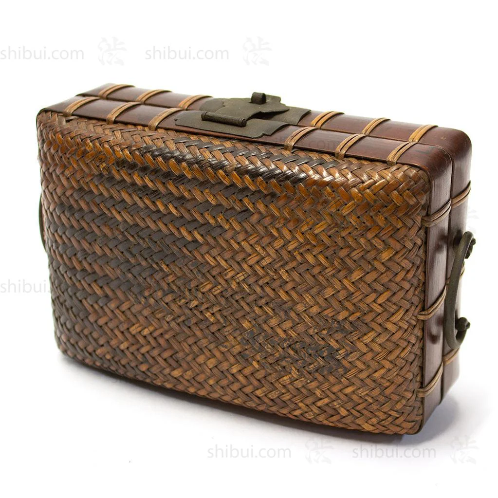 Japanese Antique Bamboo & Rattan Woven Bento Basket - Image 3