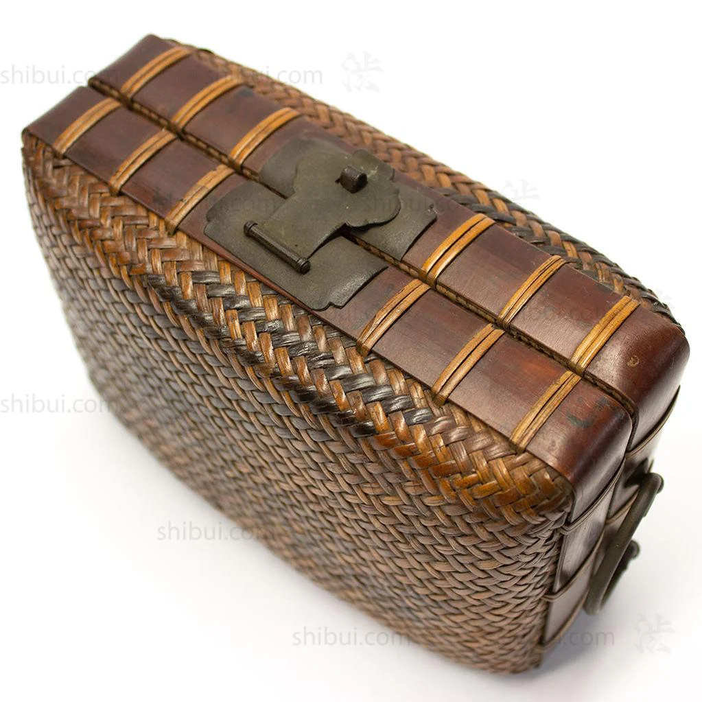 Japanese Antique Bamboo & Rattan Woven Bento Basket - Image 4