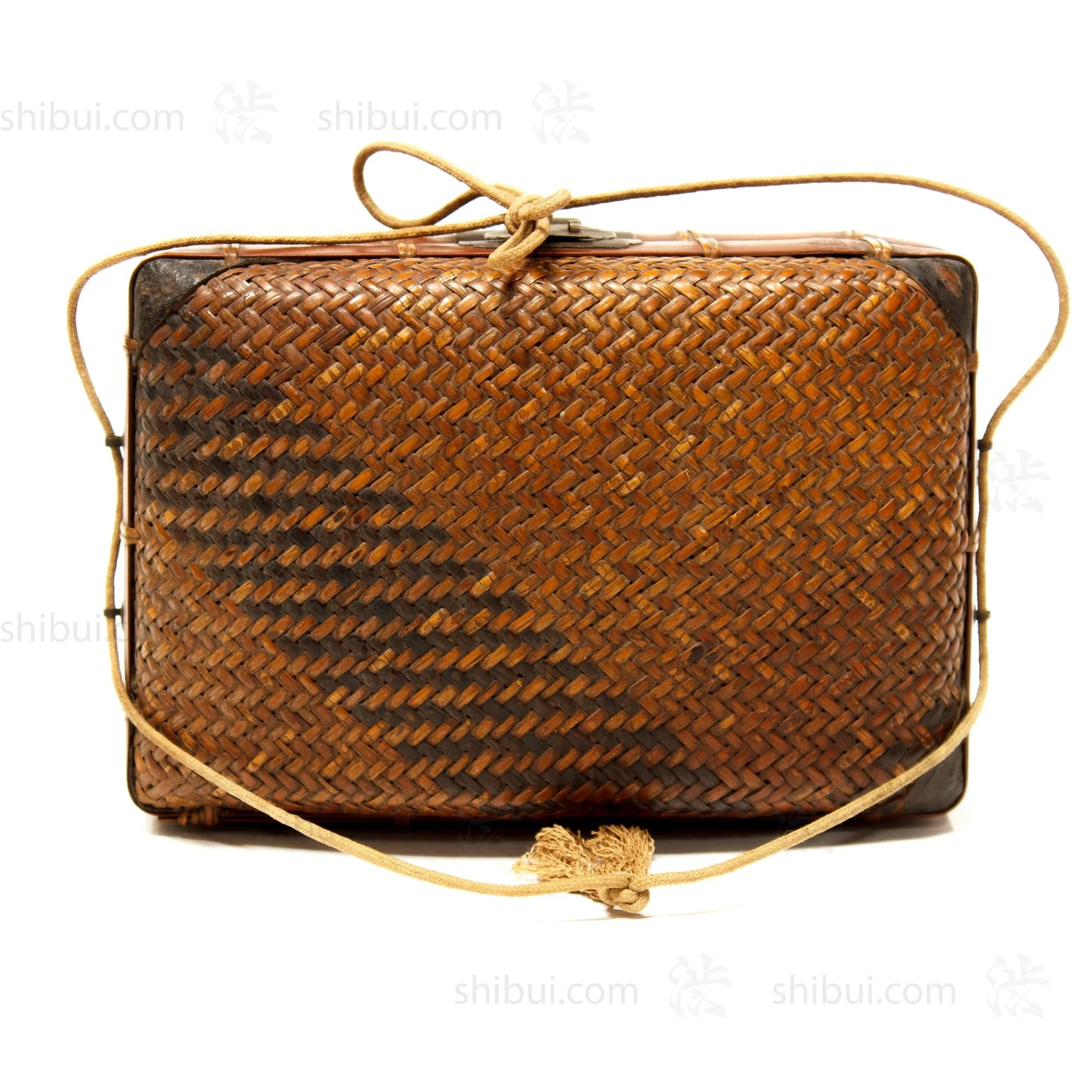 Japanese Antique Bamboo Woven Bento Basket - Image 2