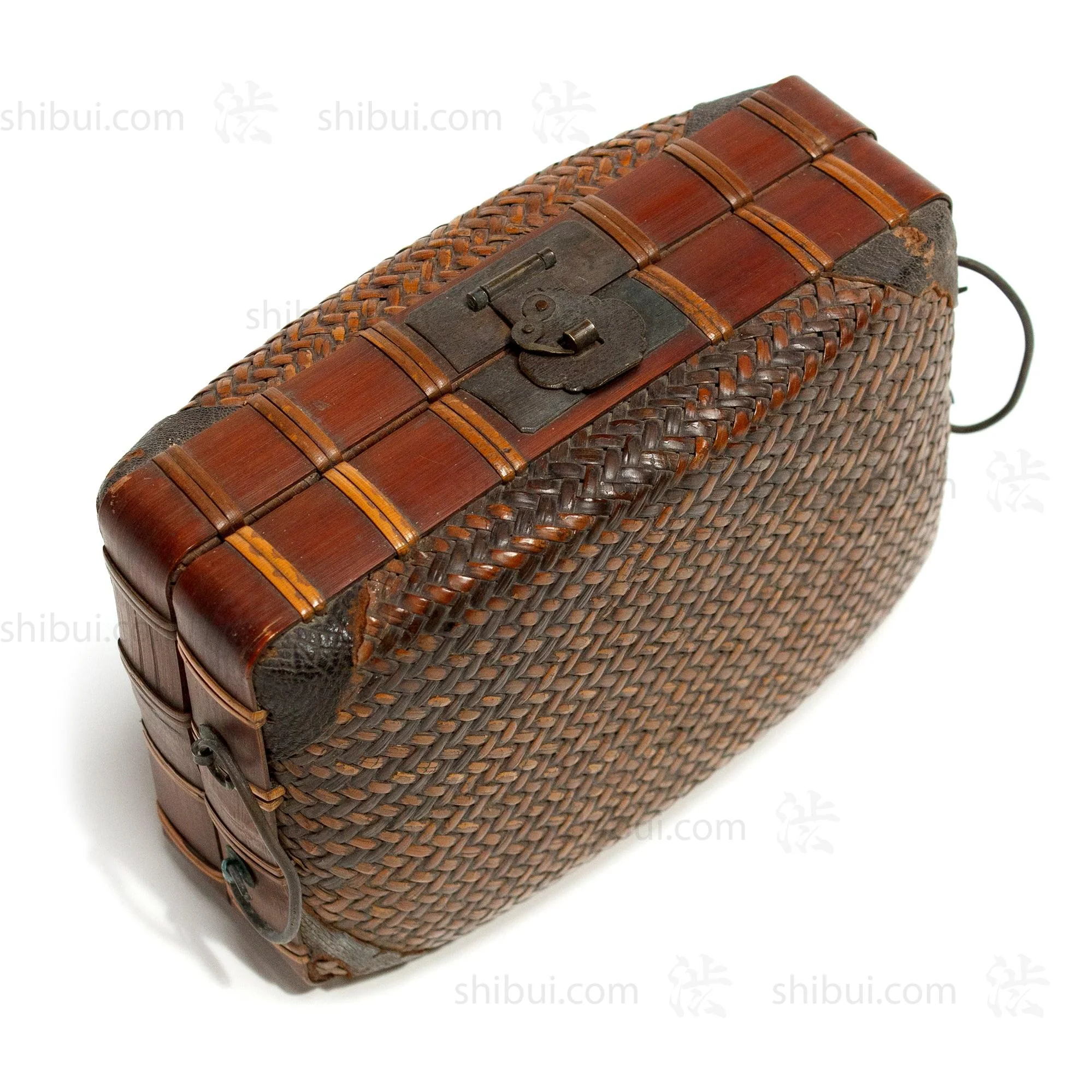 Japanese Antique Bamboo Woven Bento Basket - Image 4