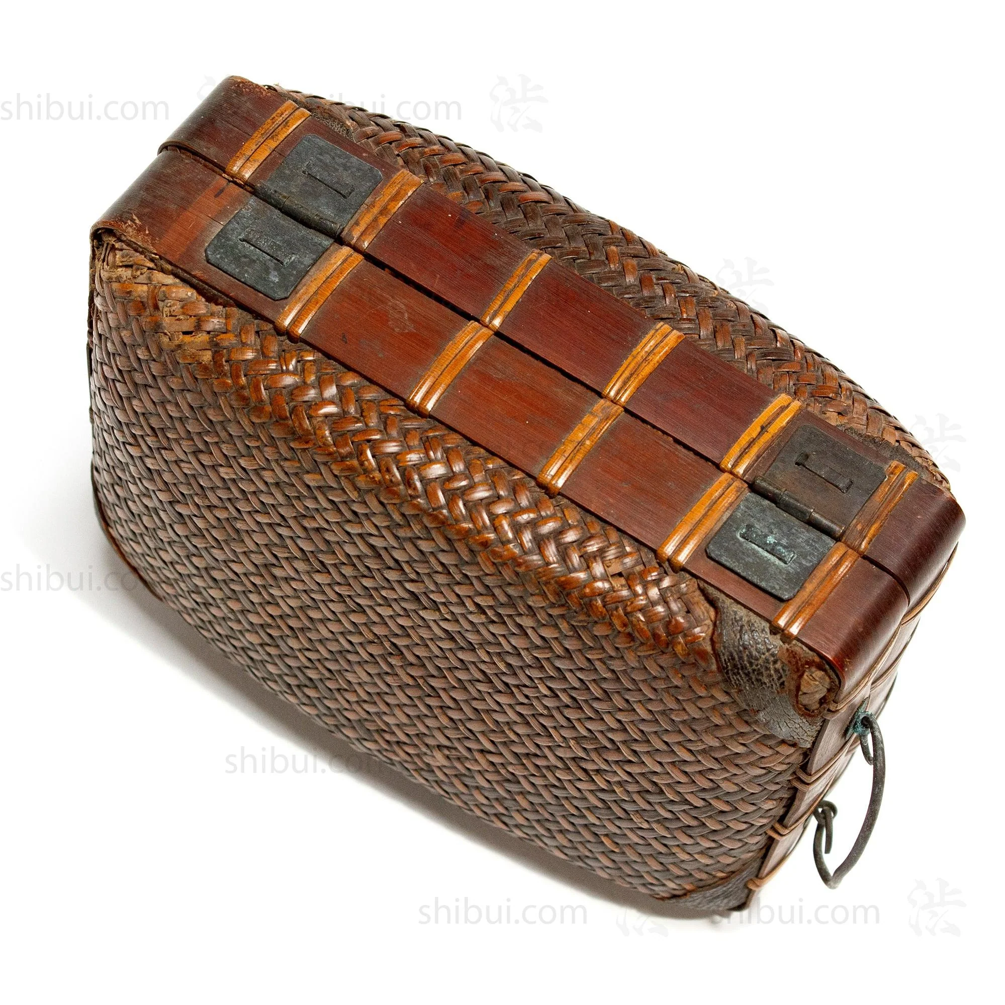 Japanese Antique Bamboo Woven Bento Basket - Image 9