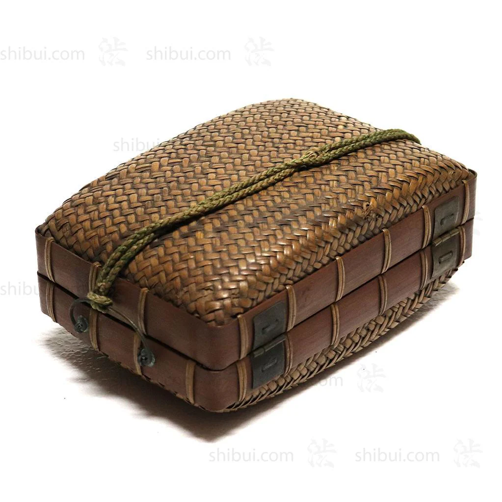 Japanese Antique Bamboo Woven Bento Basket - Image 4