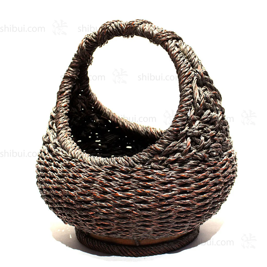 Japanese Antique Decor Bamboo Basket with Handle - Image 4