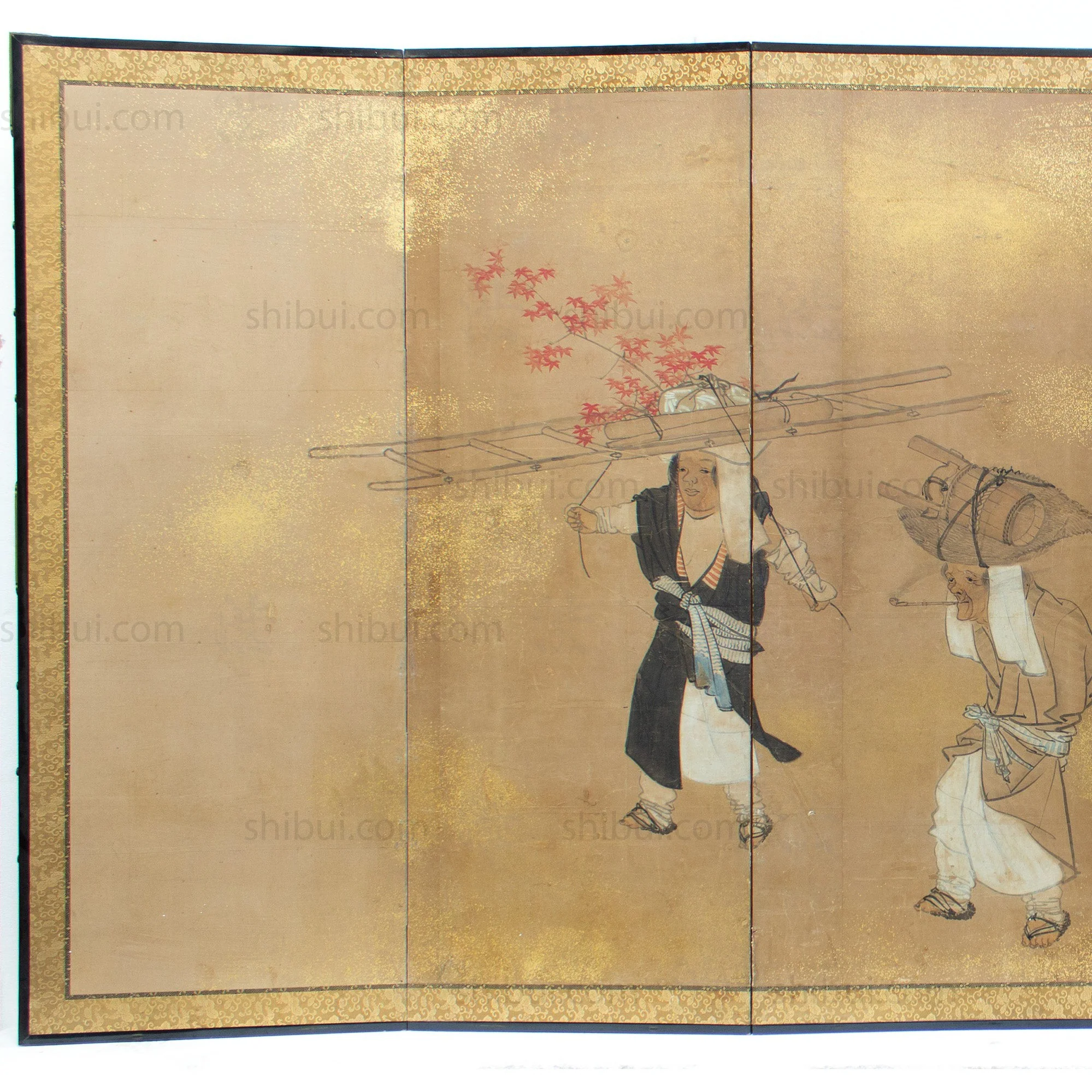 Japanese Antique Free-Standing Folding Screen Oharame Women Byobu - Image 2