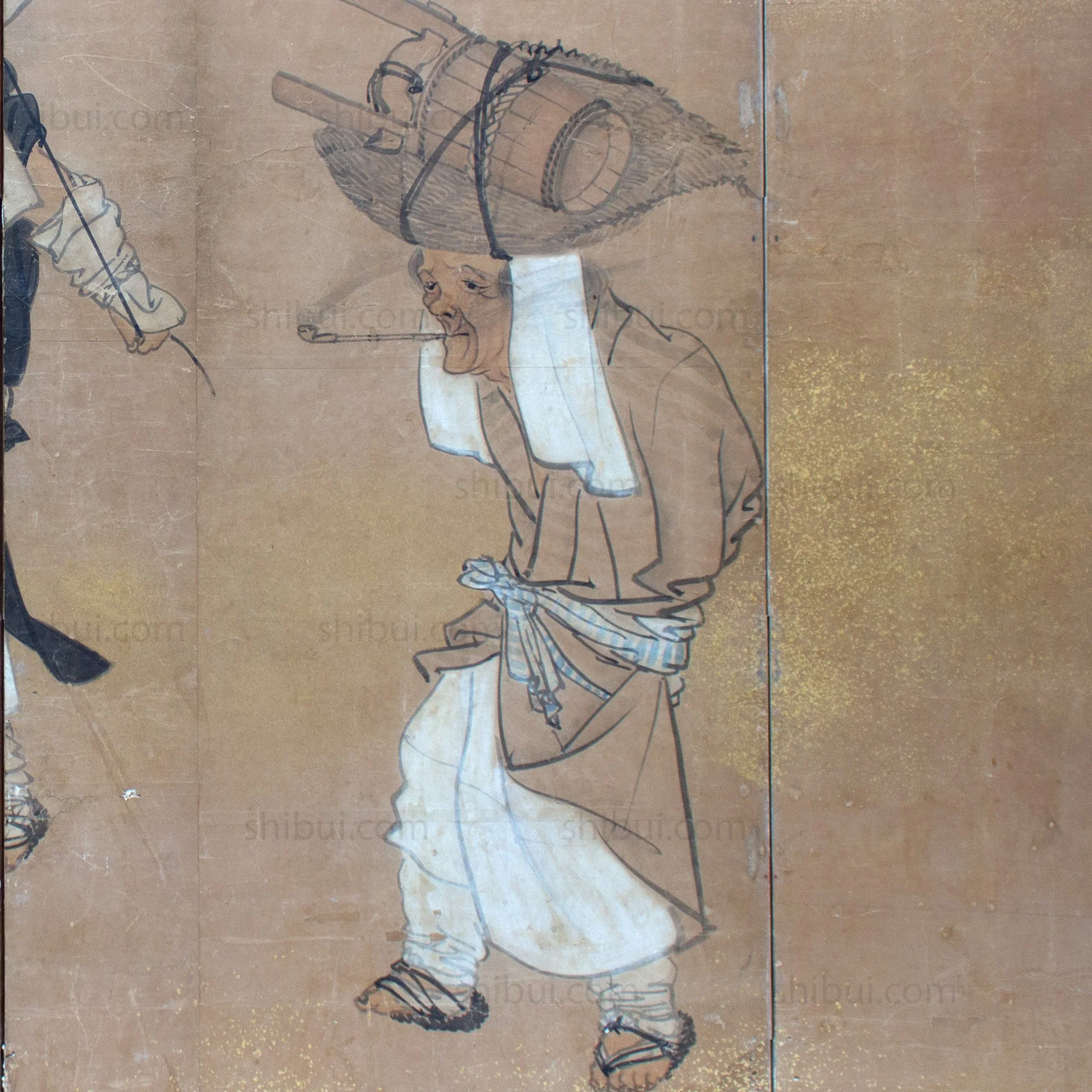 Japanese Antique Free-Standing Folding Screen Oharame Women Byobu - Image 7