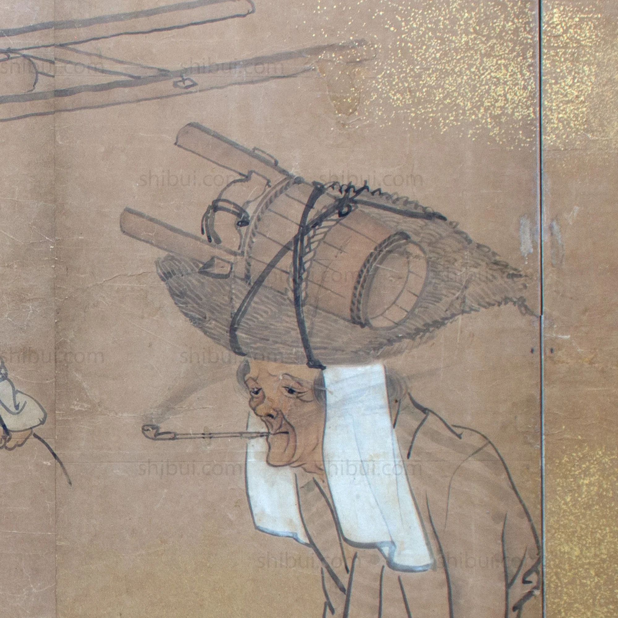 Japanese Antique Free-Standing Folding Screen Oharame Women Byobu - Image 8
