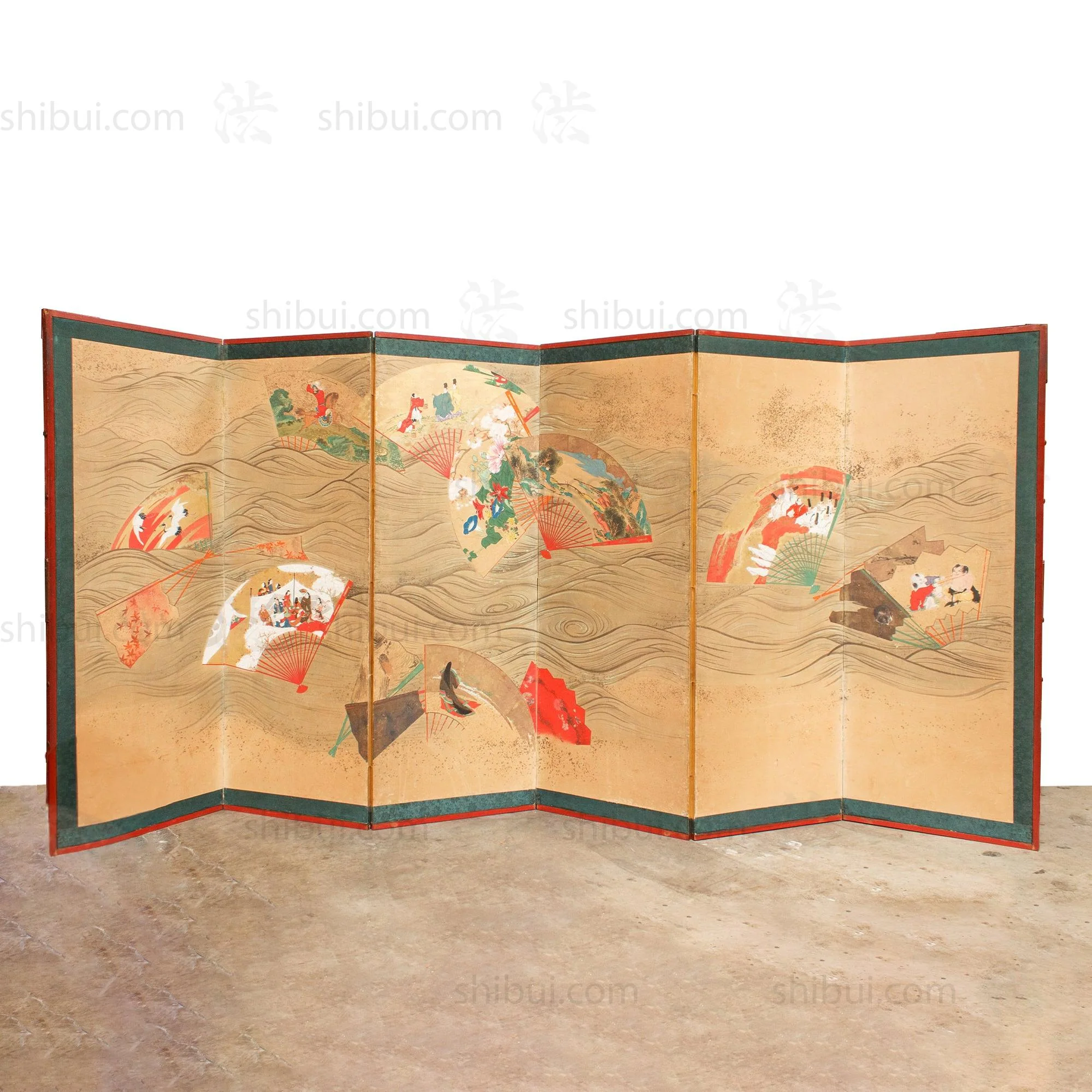 Japanese Antique Gold Fans Folding Screen - Image 2