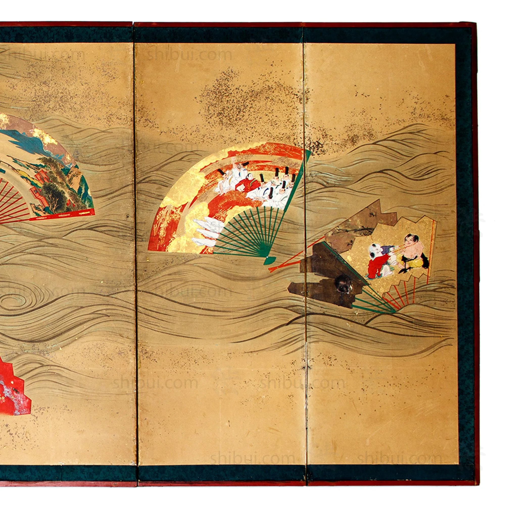 Japanese Antique Gold Fans Folding Screen - Image 4
