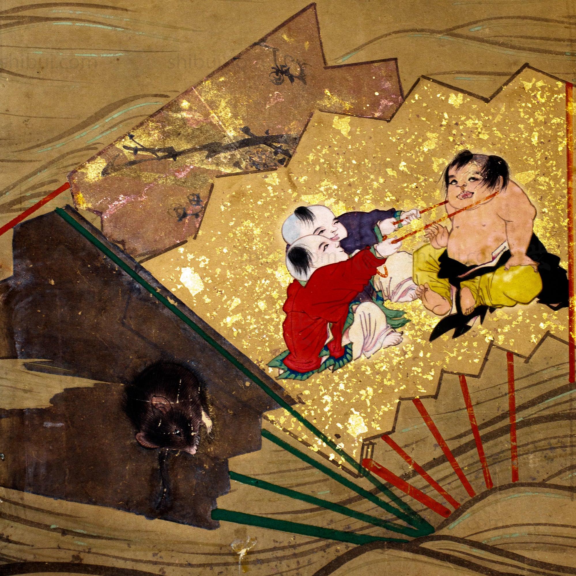 Japanese Antique Gold Fans Folding Screen - Image 6
