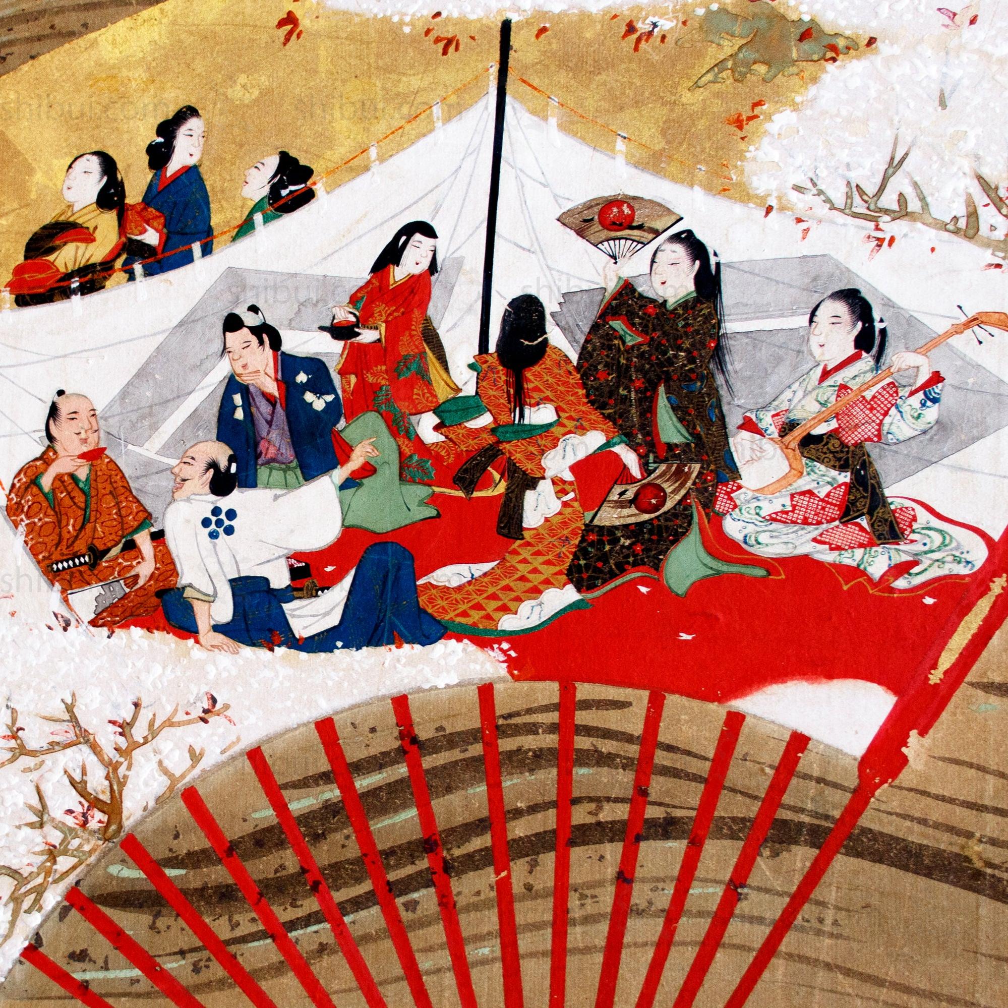 Japanese Antique Gold Fans Folding Screen - Image 7