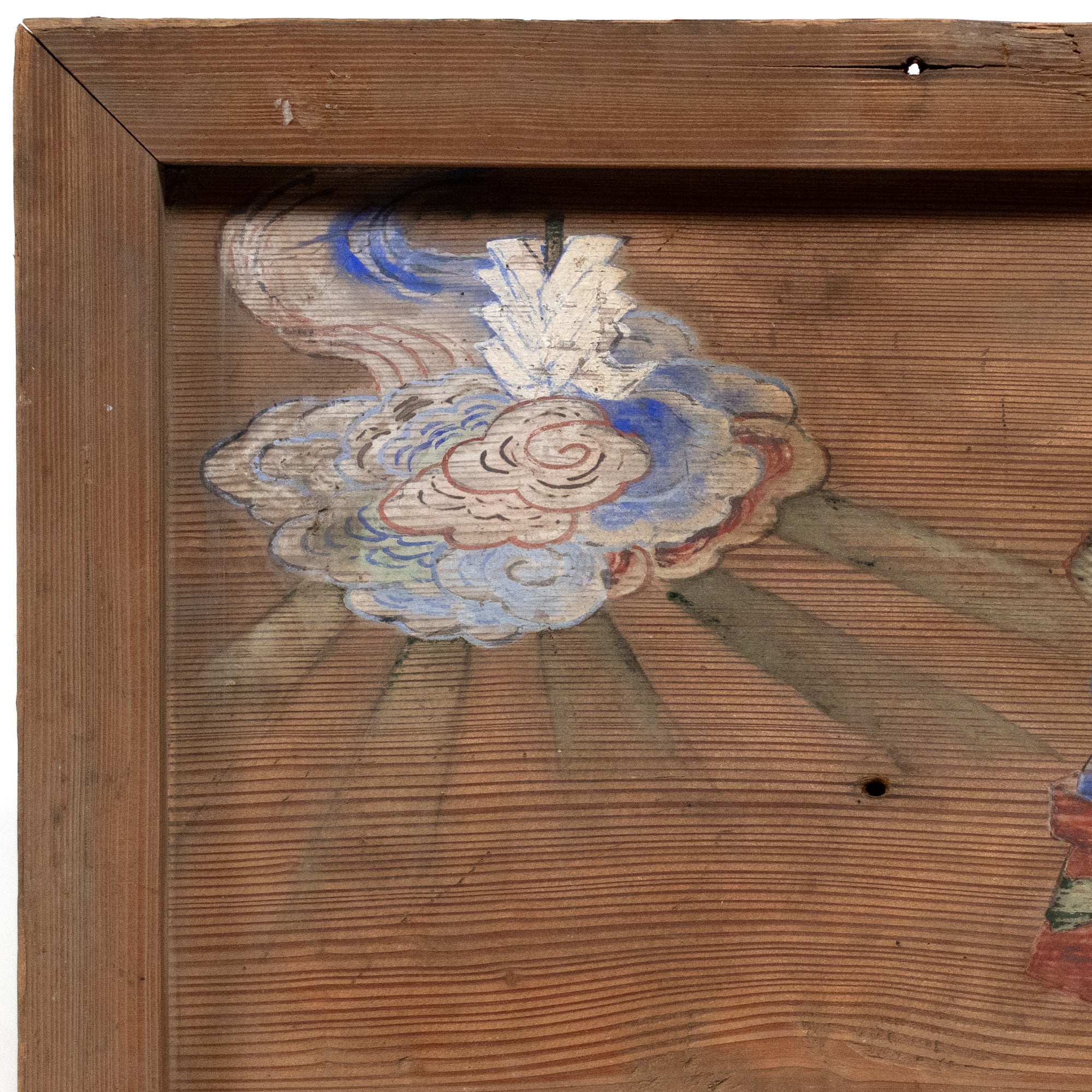 Japanese Antique Hand-painted Ema of a Cloud and Offering Tray - Image 3