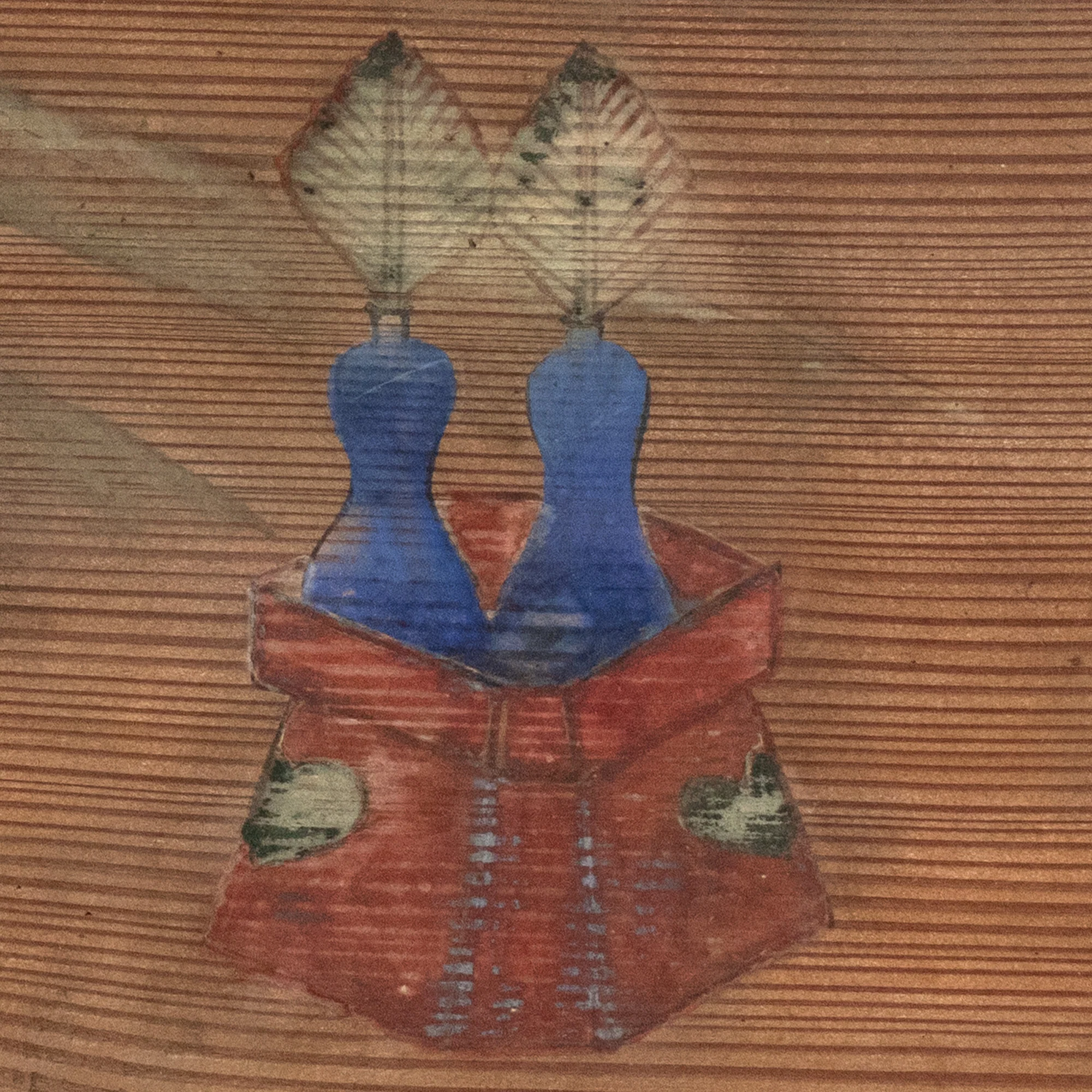 Japanese Antique Hand-painted Ema of a Cloud and Offering Tray - Image 5