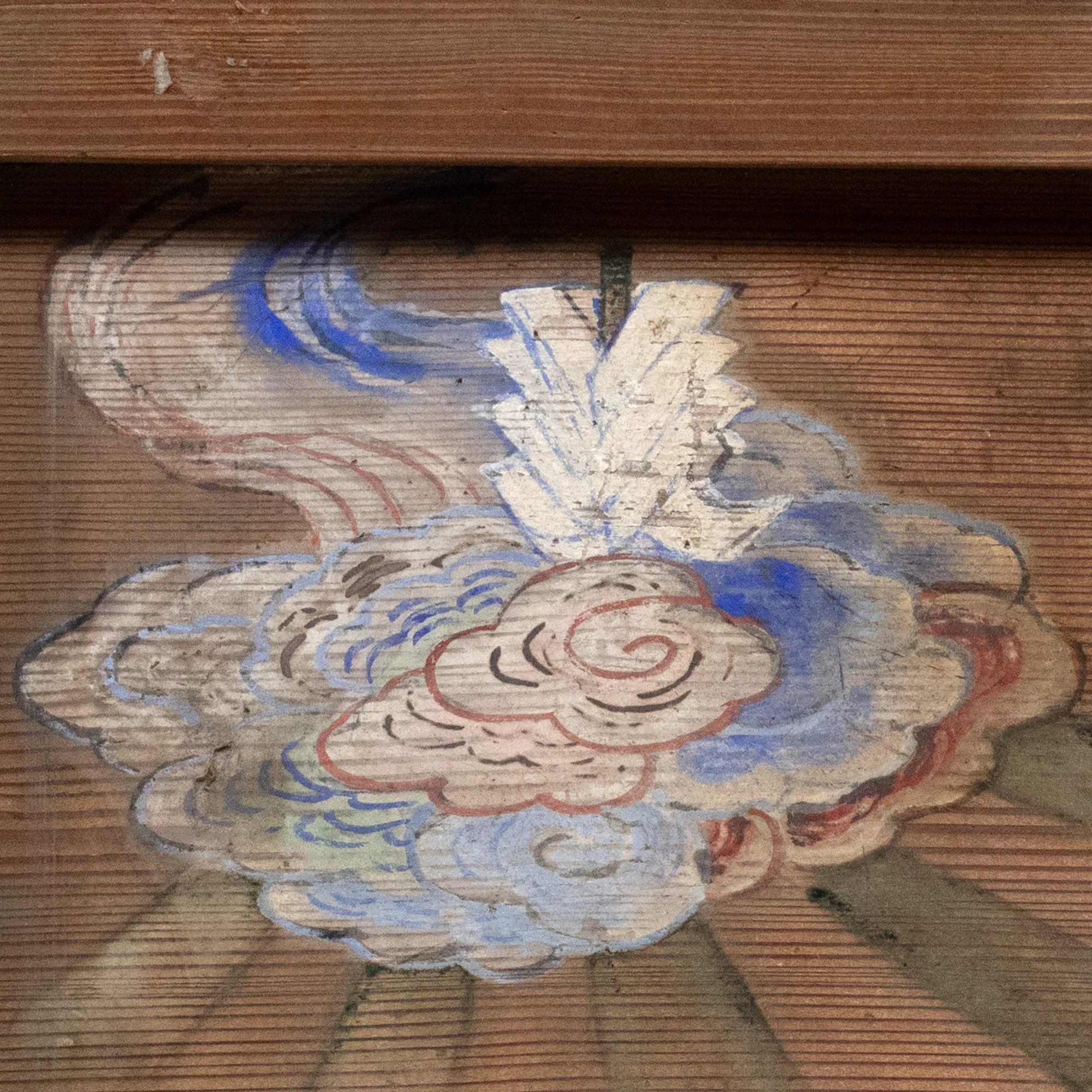 Japanese Antique Hand-painted Ema of a Cloud and Offering Tray - Image 6