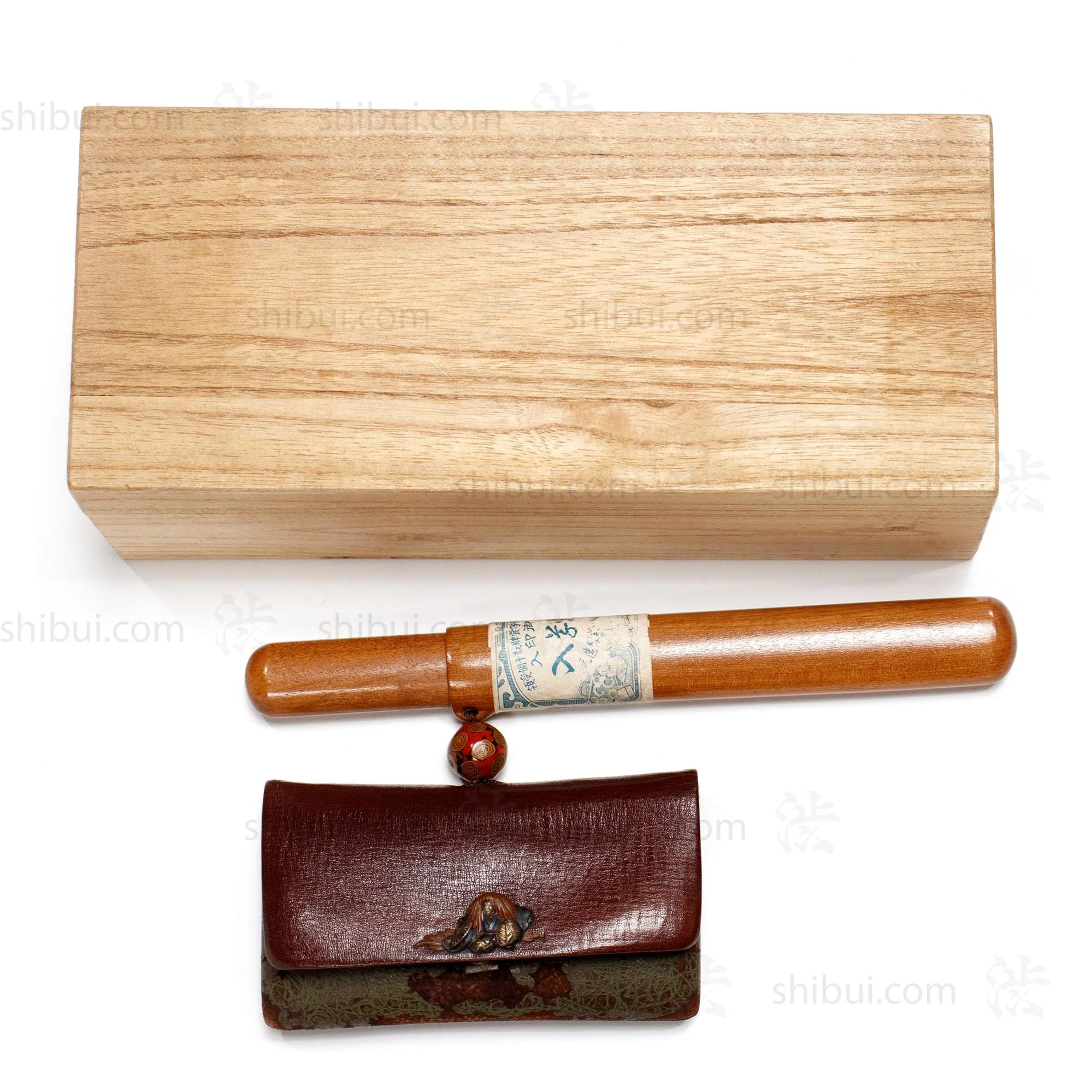 Japanese Antique Kabuki Tonkotsu Wallet Pouch and Kiseru Pipe - Image 4