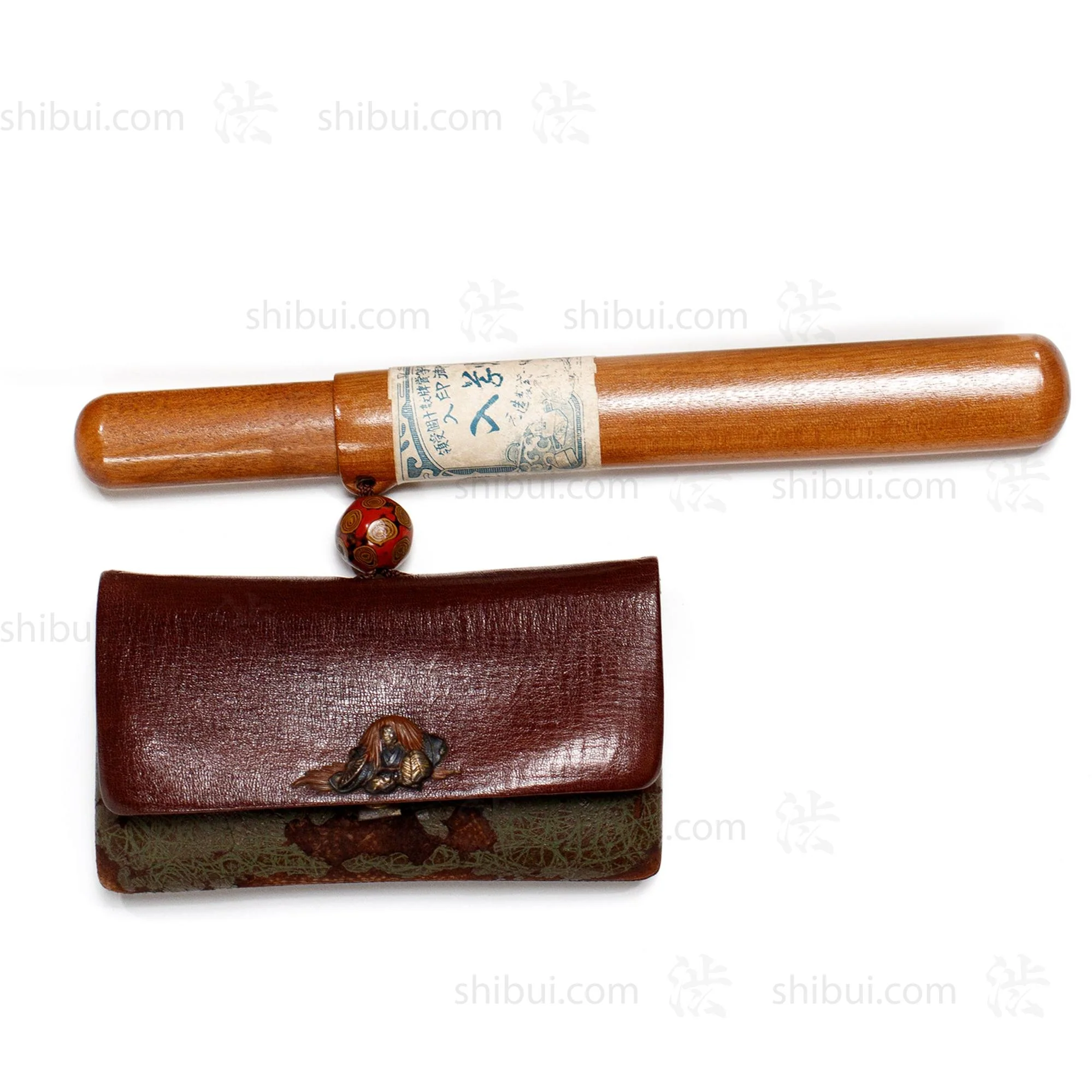Japanese Antique Kabuki Tonkotsu Wallet Pouch and Kiseru Pipe - Image 5