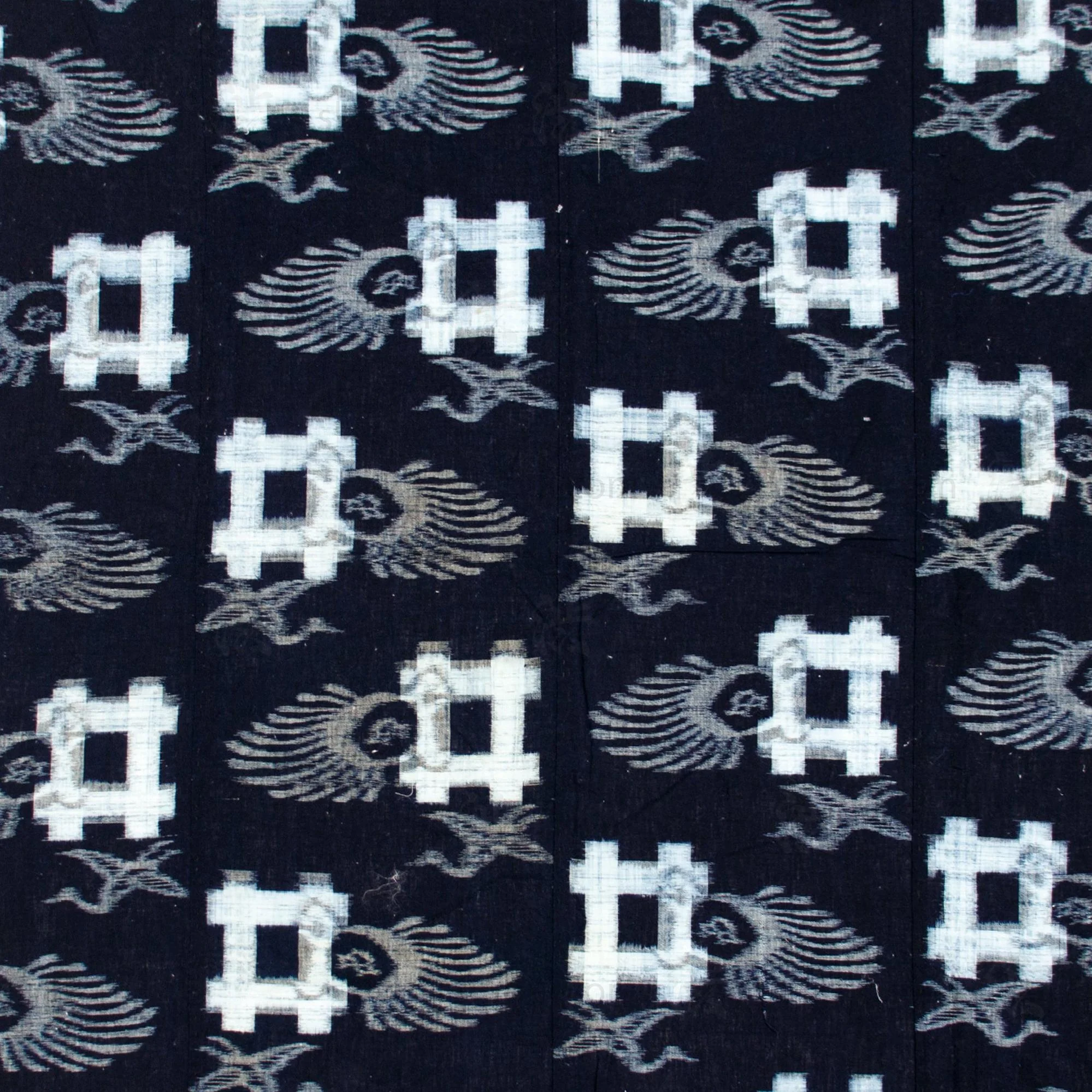 Japanese Antique Tsuru-Kame  Indigo Futon Cover | 4-Panel E-Gasuri Futonji - Image 3