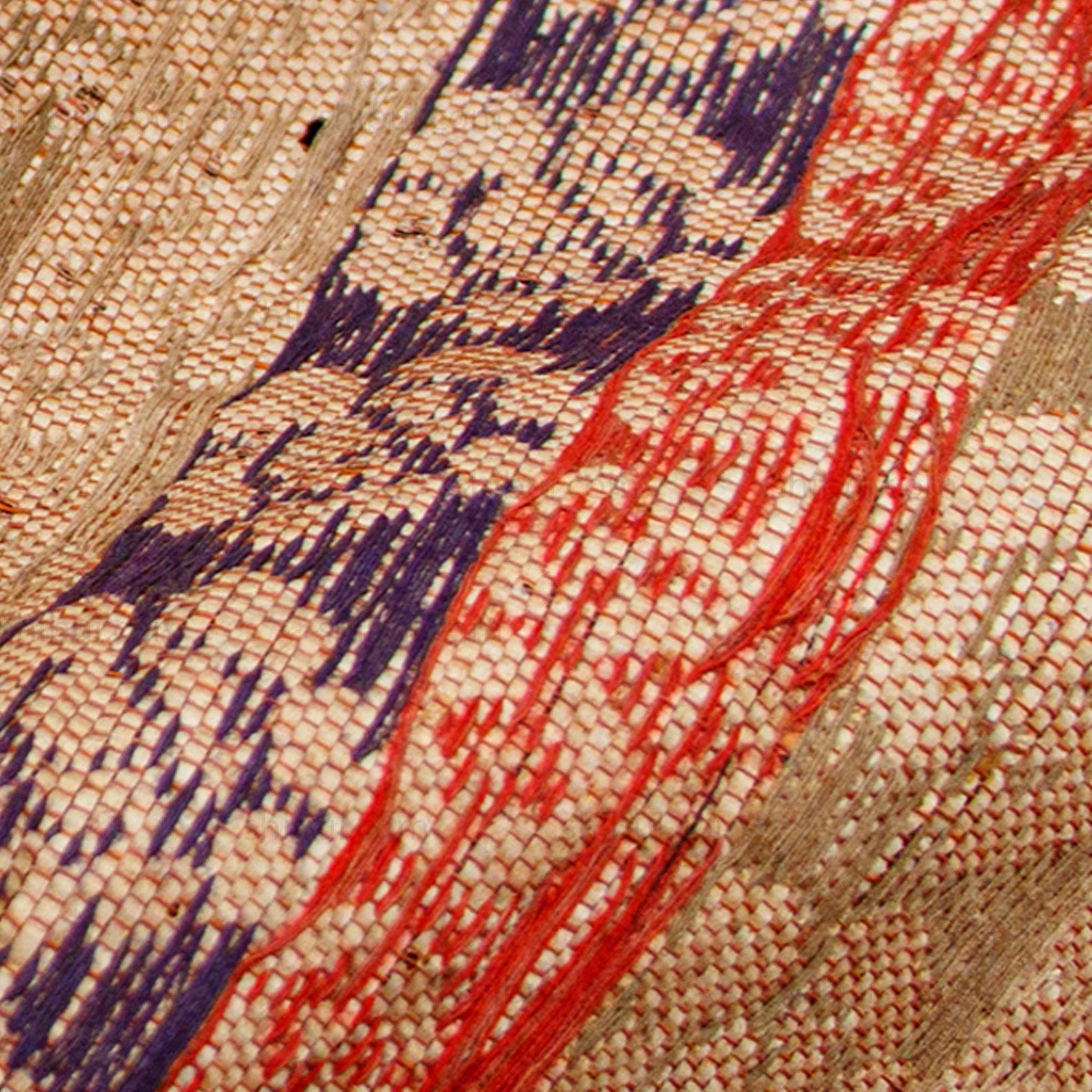 Rare Japanese Antique Paper and Silk Floral Temple Cloth - Image 4