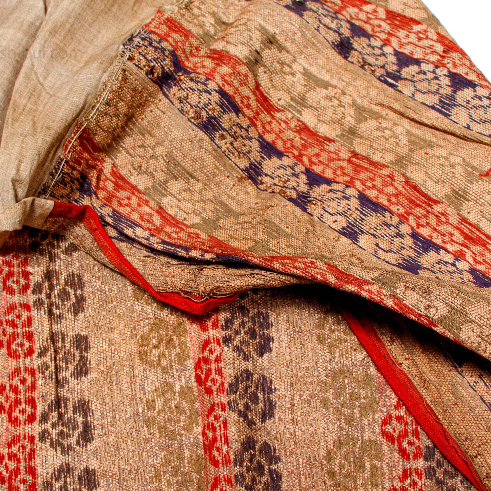 Rare Japanese Antique Paper and Silk Floral Temple Cloth - Image 5