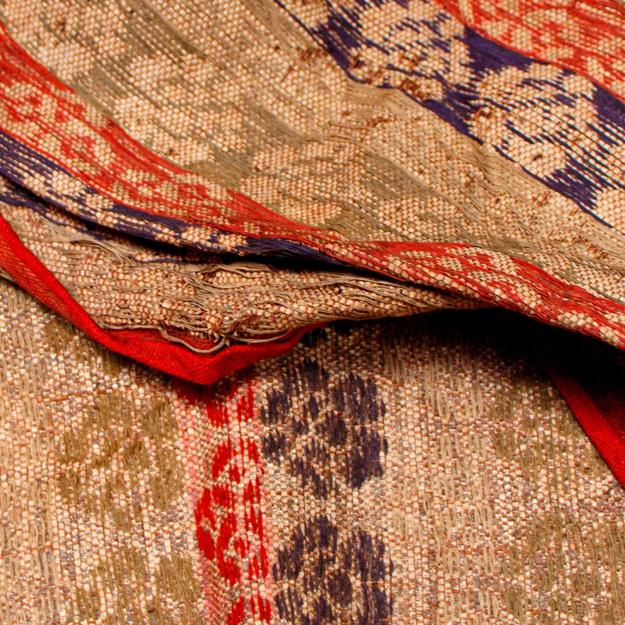 Rare Japanese Antique Paper and Silk Floral Temple Cloth - Image 7