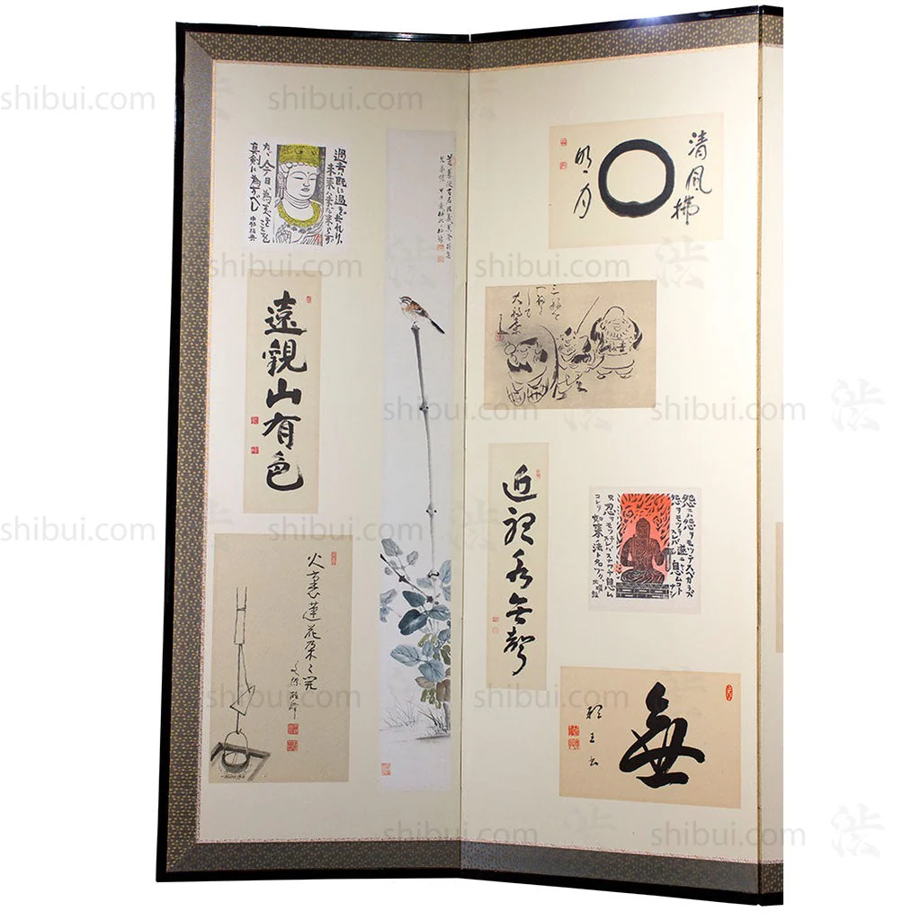 Japanese Antique Screen Panel Poetry Byobu - Image 2