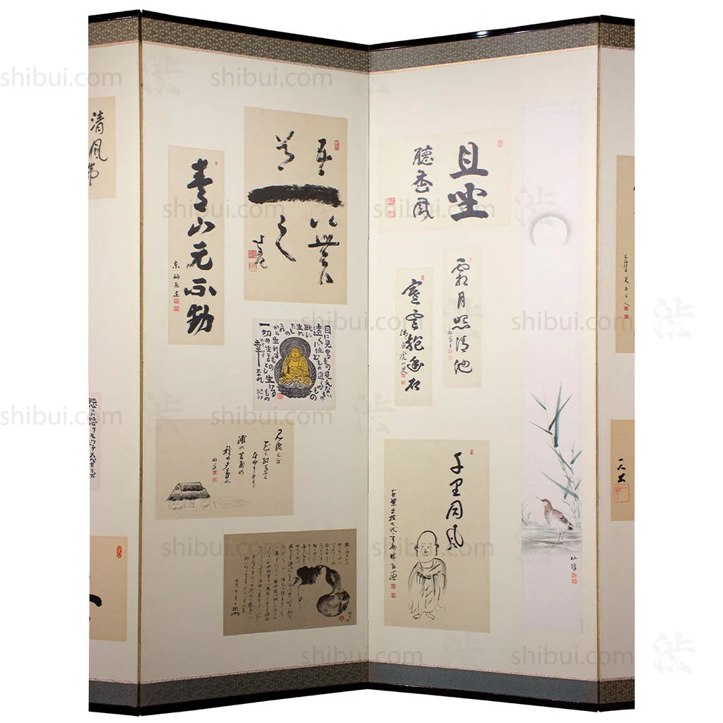 Japanese Antique Screen Panel Poetry Byobu - Image 3