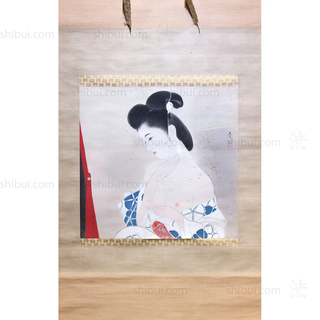 Bijin Scroll Japanese Antique Scroll Portrait of Woman - Image 2