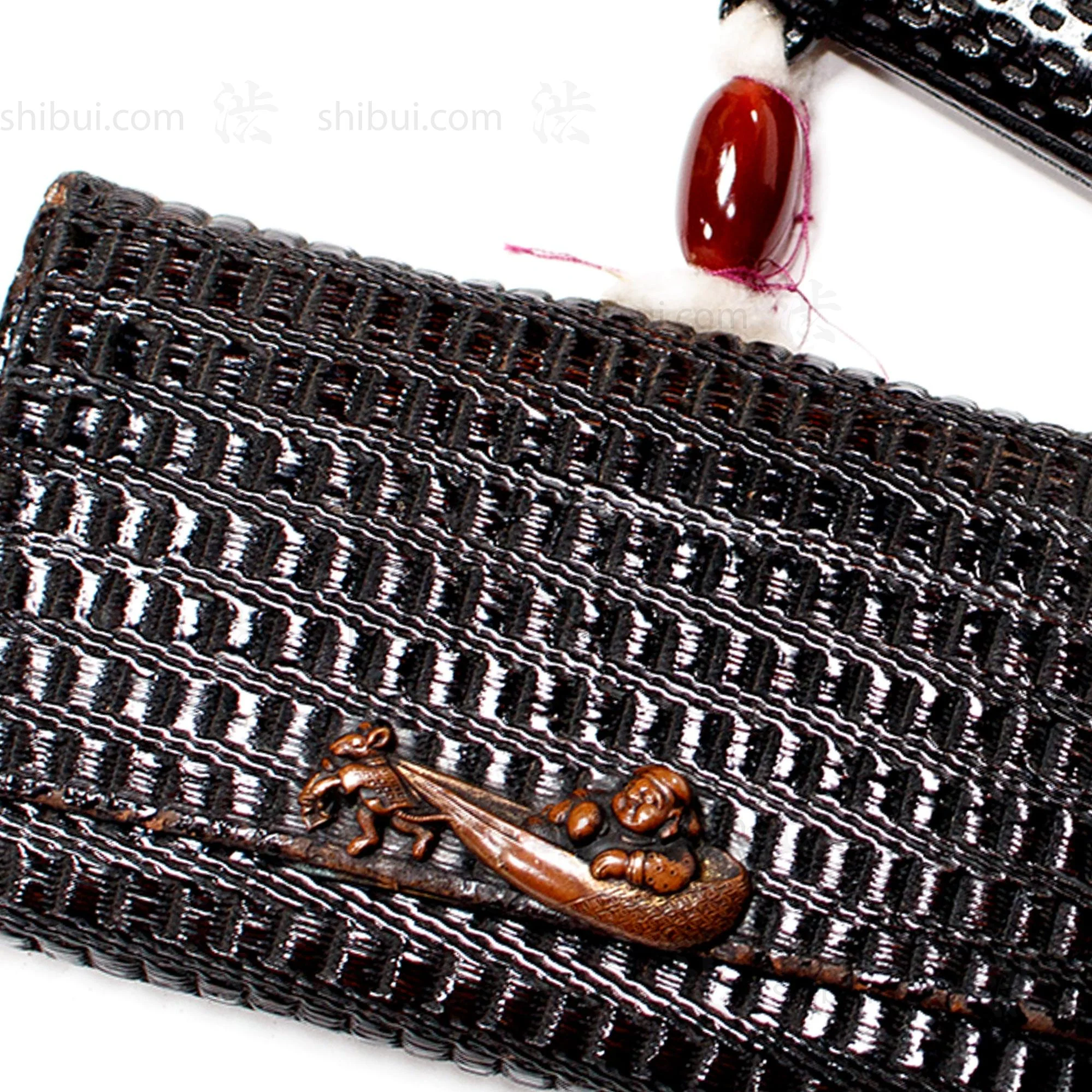 Black Japanese Antique Tonkotsu Wallet Pouch and Kiseru Pipe Case - Image 3