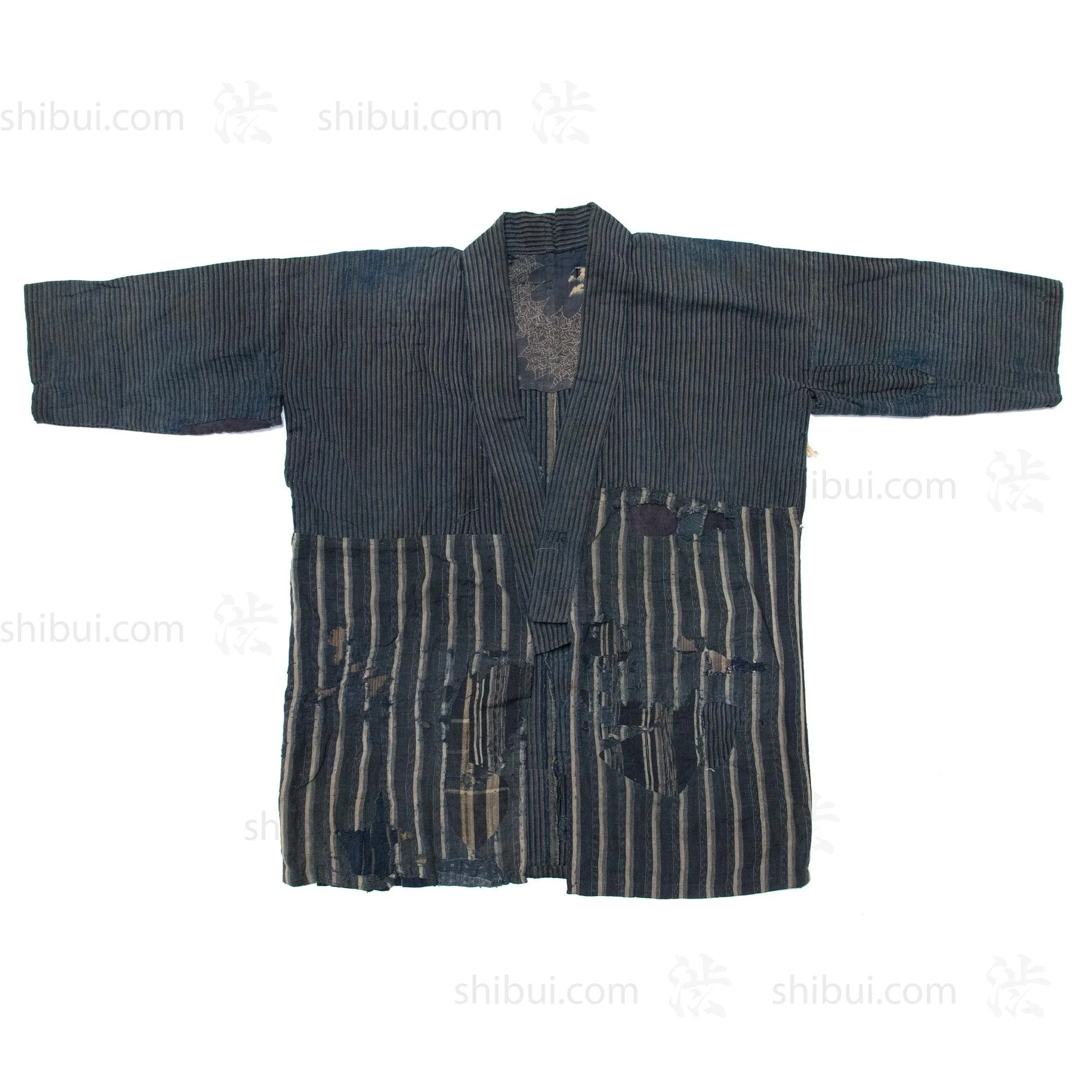 Japanese Boro Indigo Short Shima Coat - Image 2