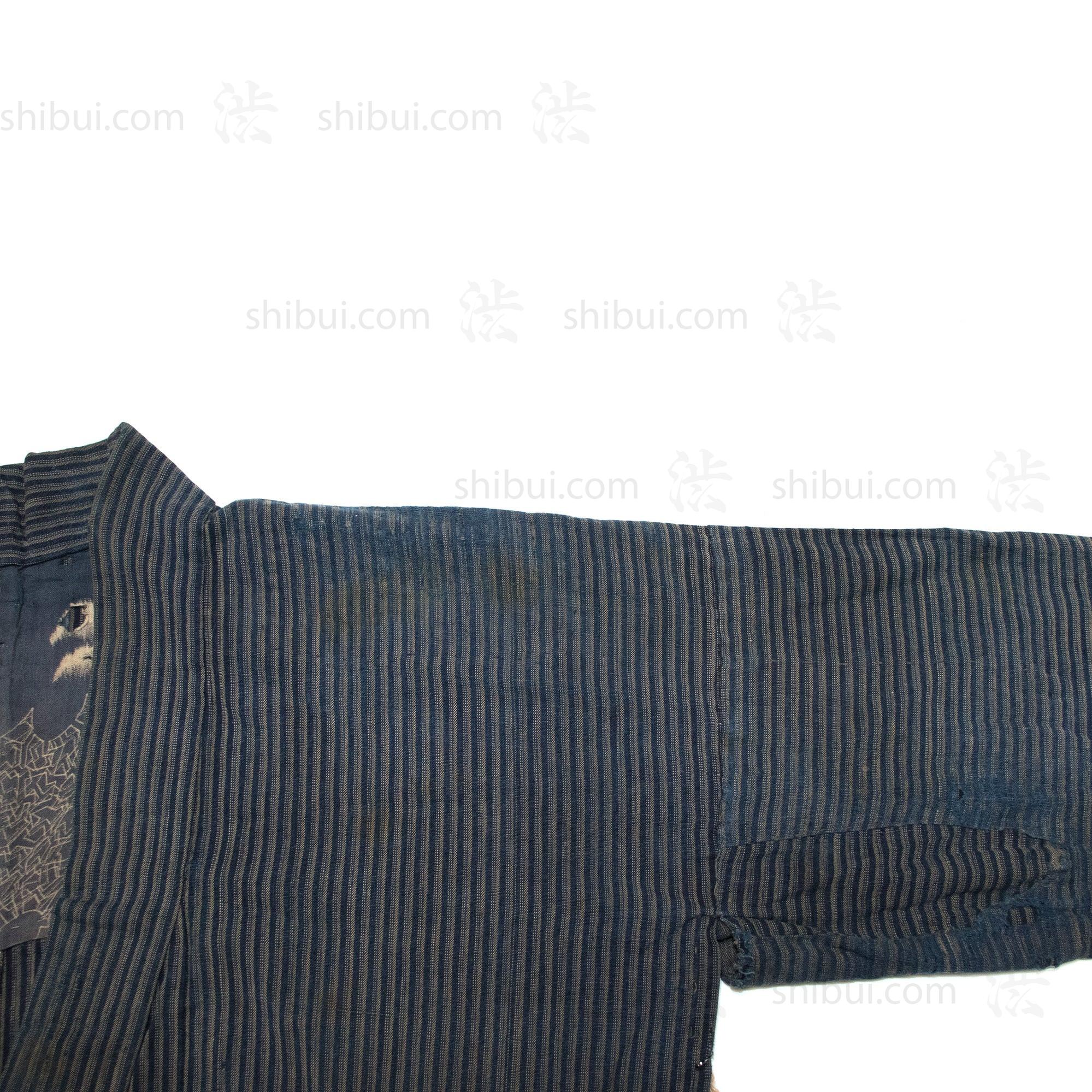 Japanese Boro Indigo Short Shima Coat - Image 4