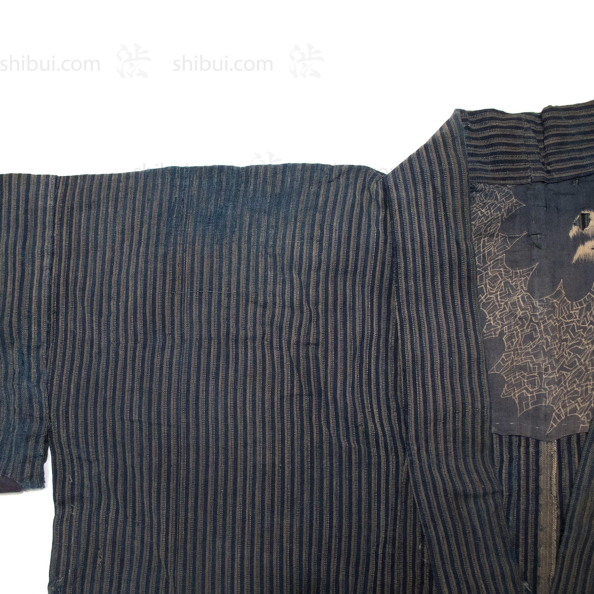 Japanese Boro Indigo Short Shima Coat - Image 5