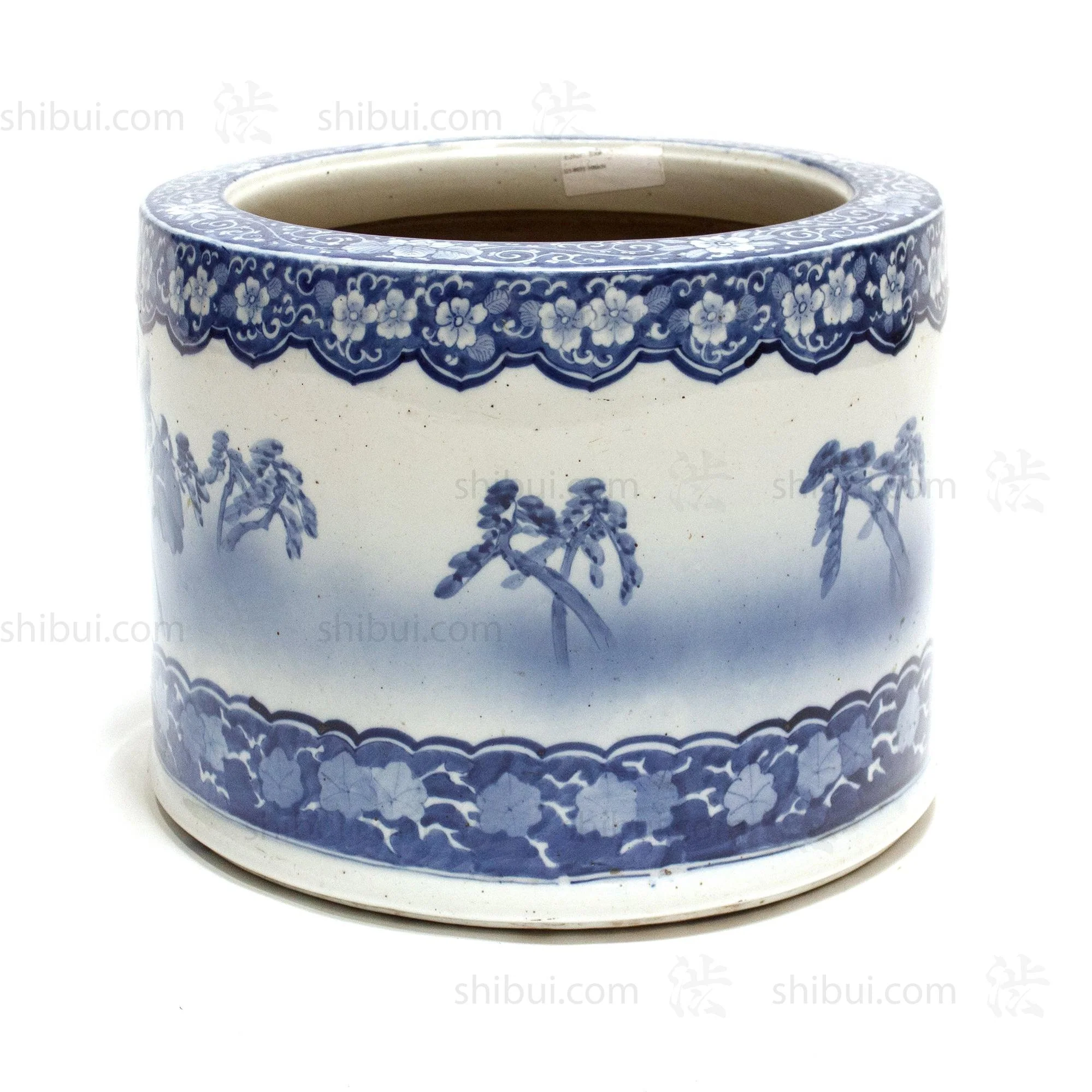 Japanese Ceramic Blue and White Hibachi - Image 3