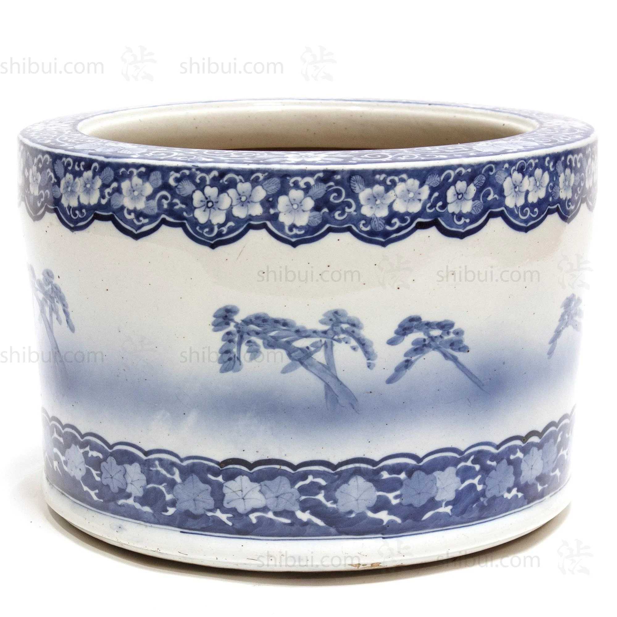 Japanese Ceramic Blue and White Hibachi - Image 4