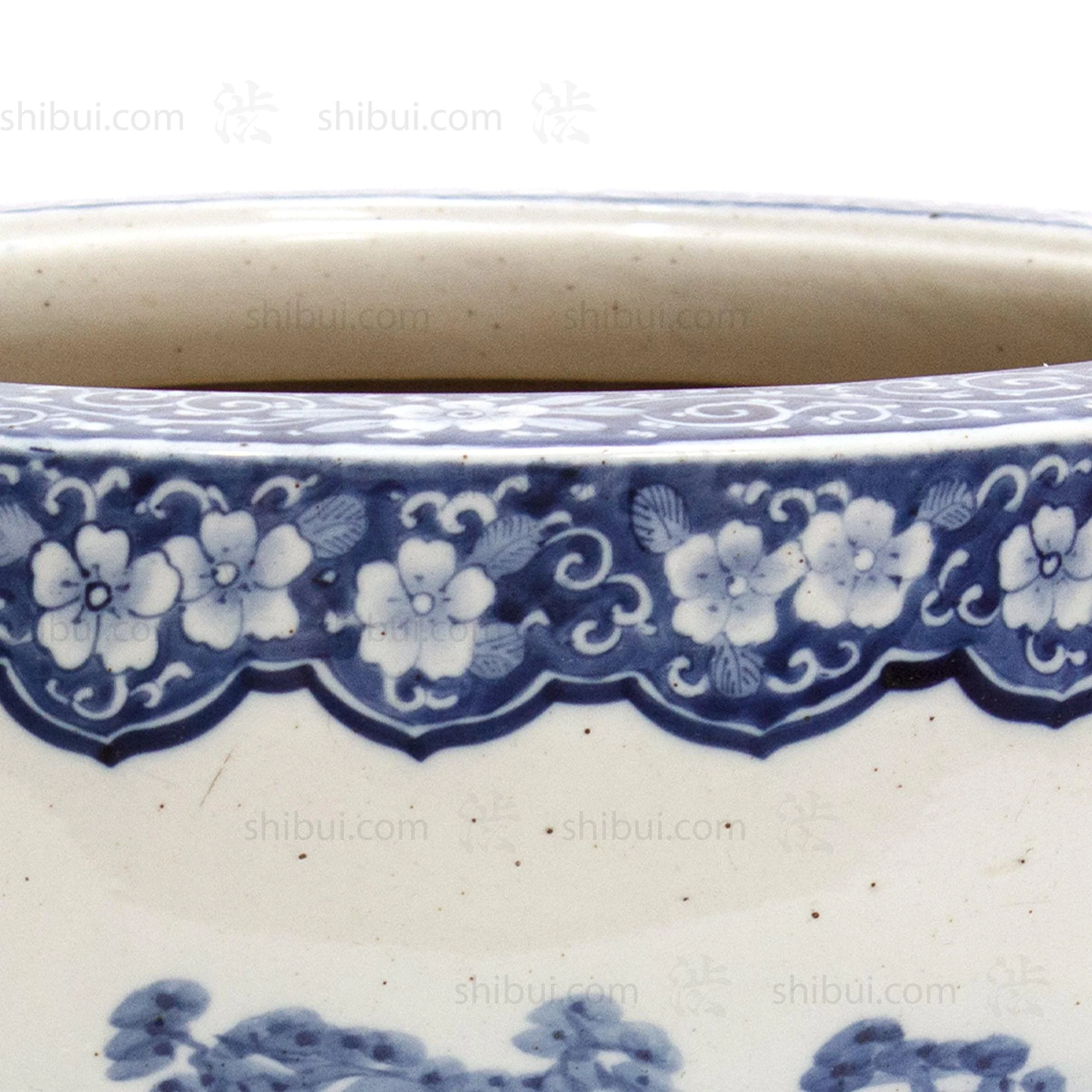 Japanese Ceramic Blue and White Hibachi - Image 6