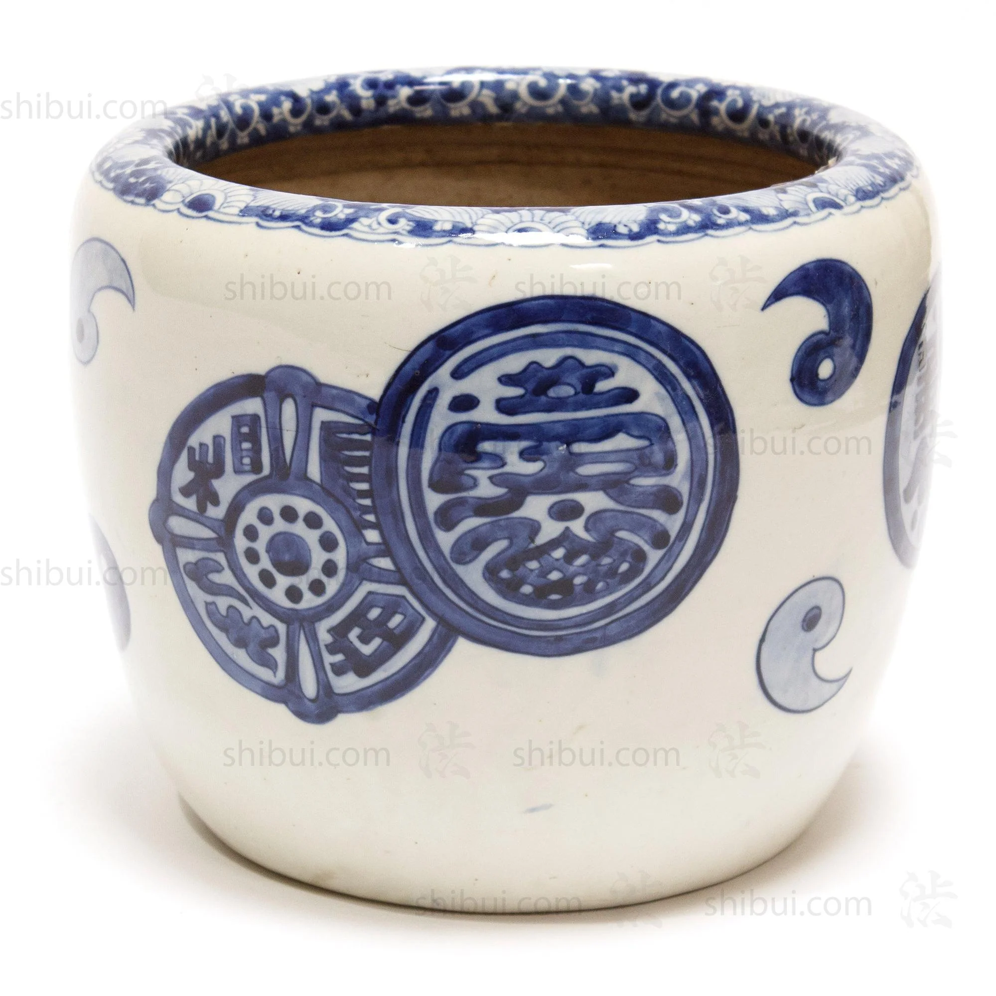 Japanese Ceramic Blue and White Hibachi - Image 6