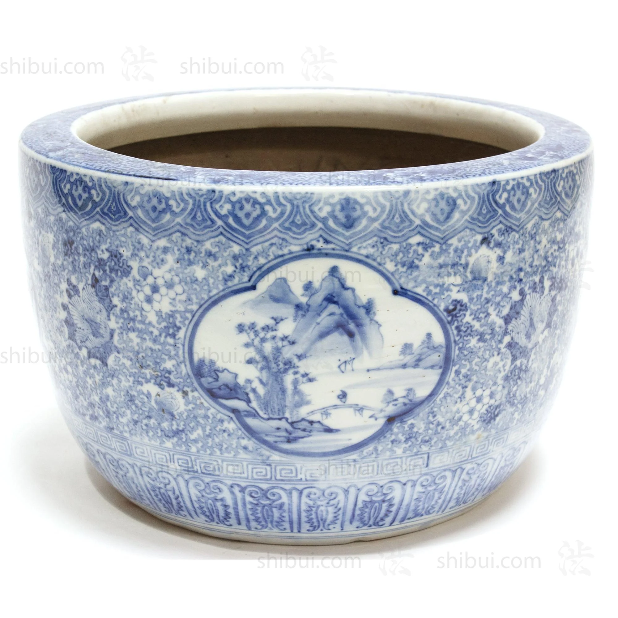 Japanese Ceramic Blue and White Hibachi - Image 8