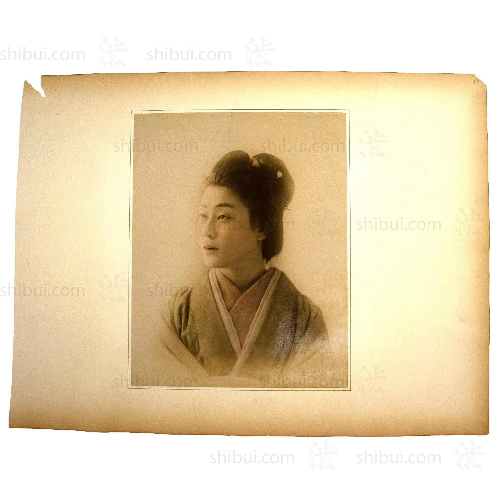 Hand Tinted Antique Japanese Albumen Portrait of a Woman - Image 2