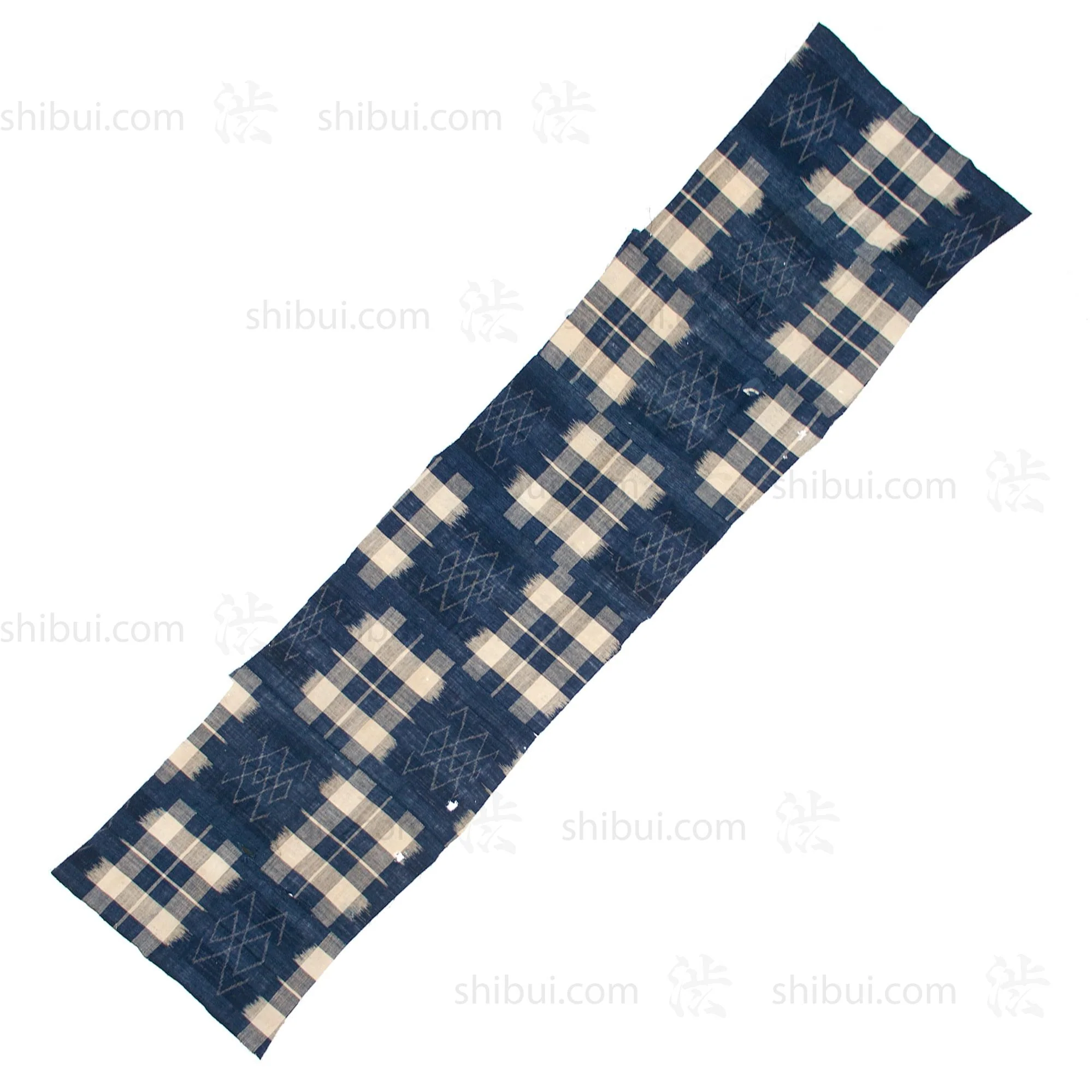 Japanese Indigo Boro Kasuri Cloth with Well Crib Design - Image 2
