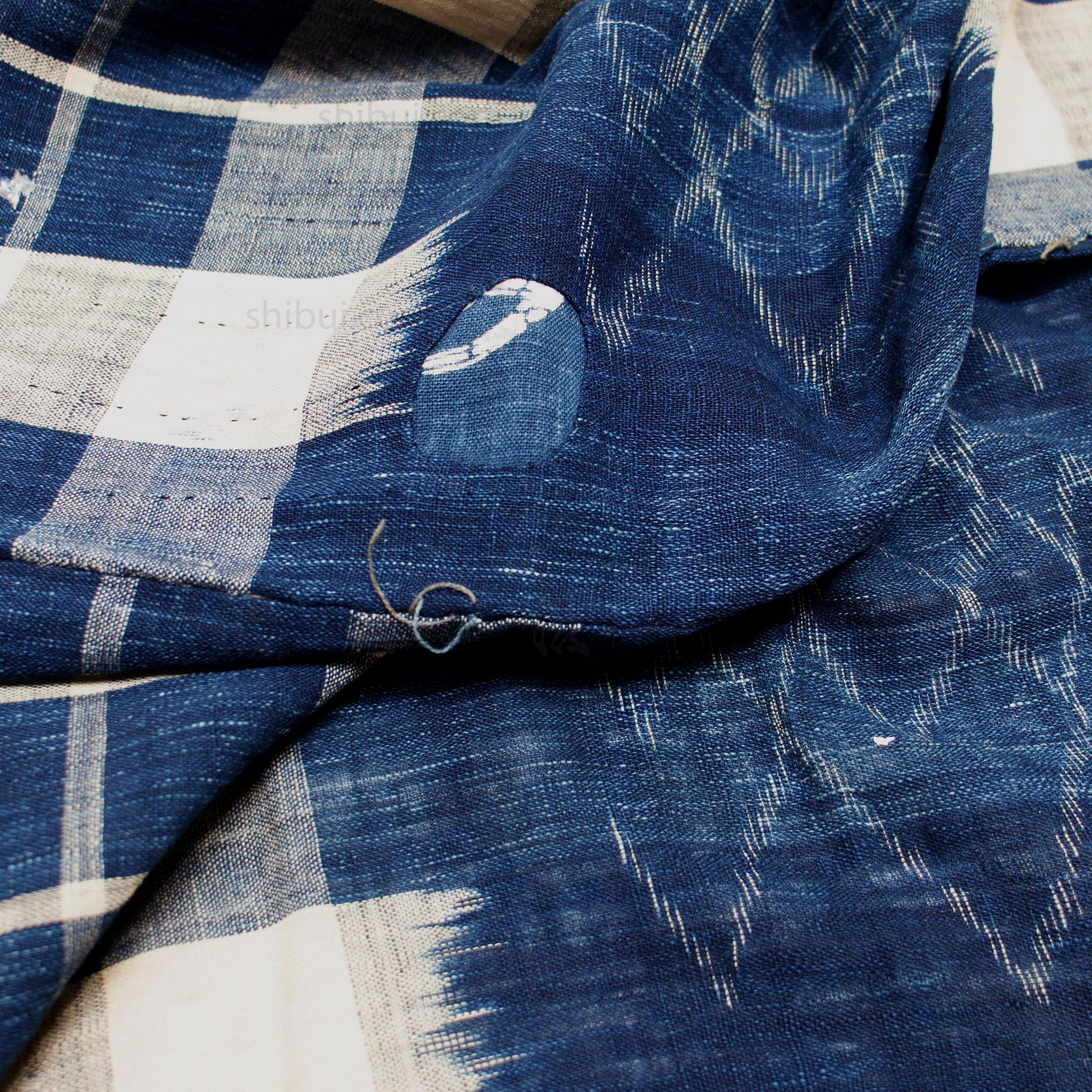 Japanese Indigo Boro Kasuri Cloth with Well Crib Design - Image 8