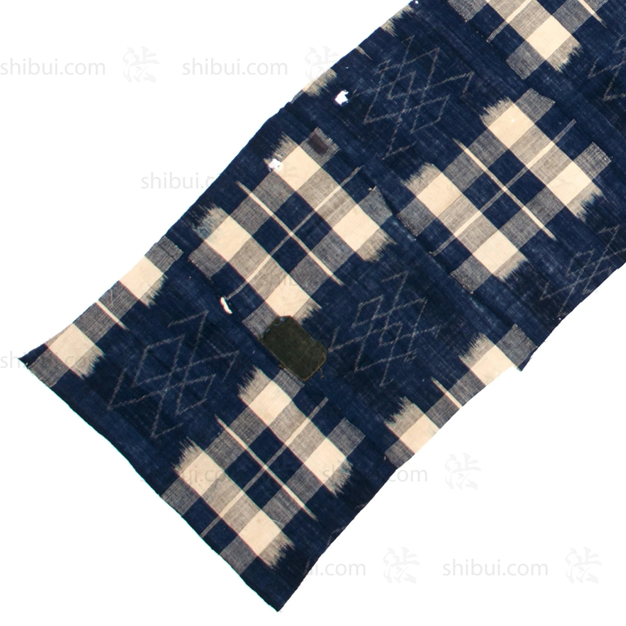 Japanese Indigo Boro Kasuri Cloth with Well Crib Design - Image 9