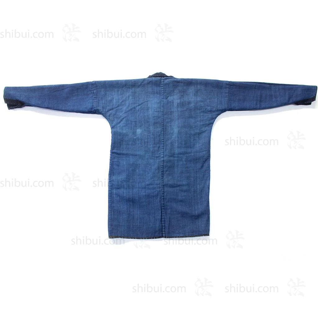 Japanese Indigo Coat with Katazome Brick Motif - Image 7