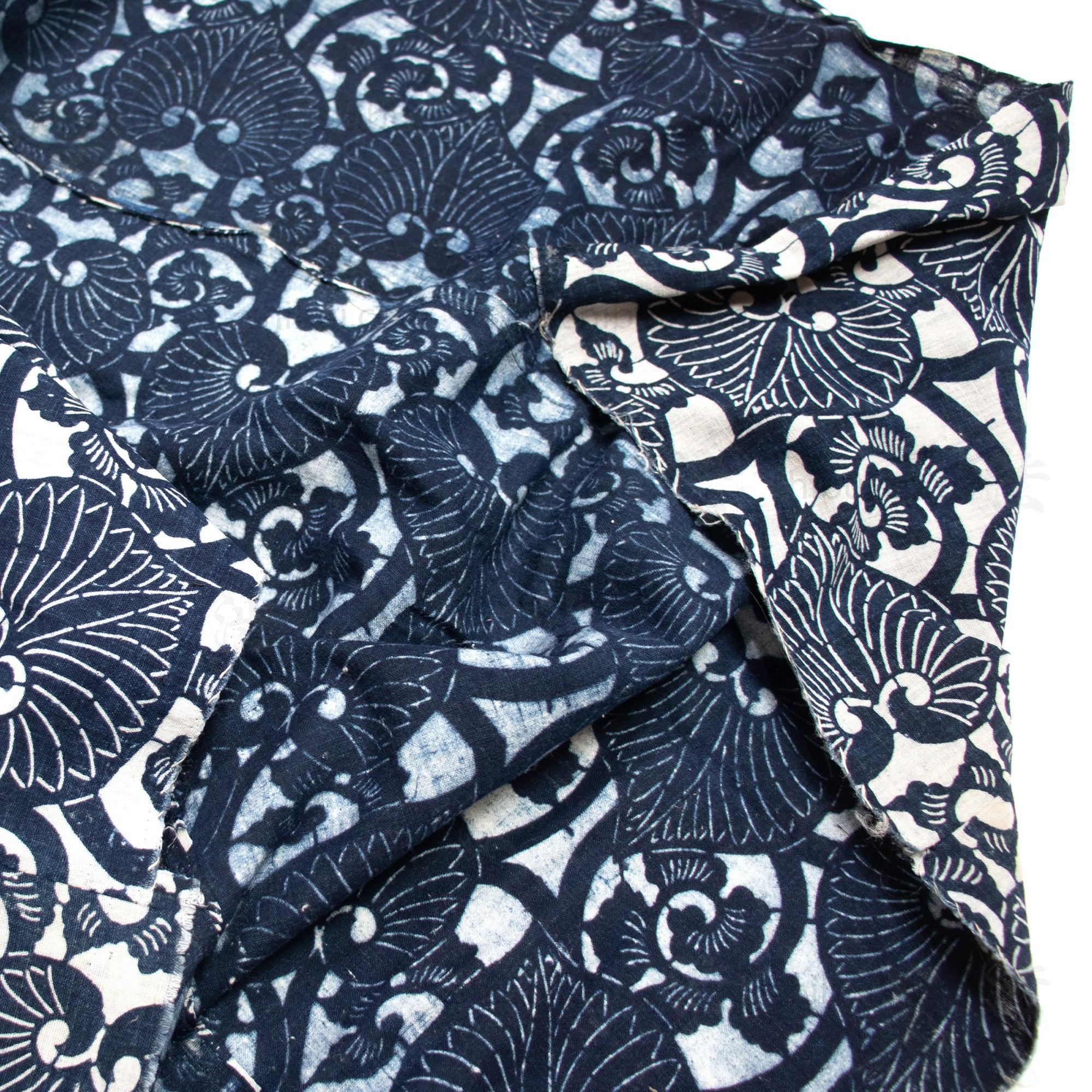 Japanese Indigo Cotton Katazome Sheet Aoi Motif - Image 4