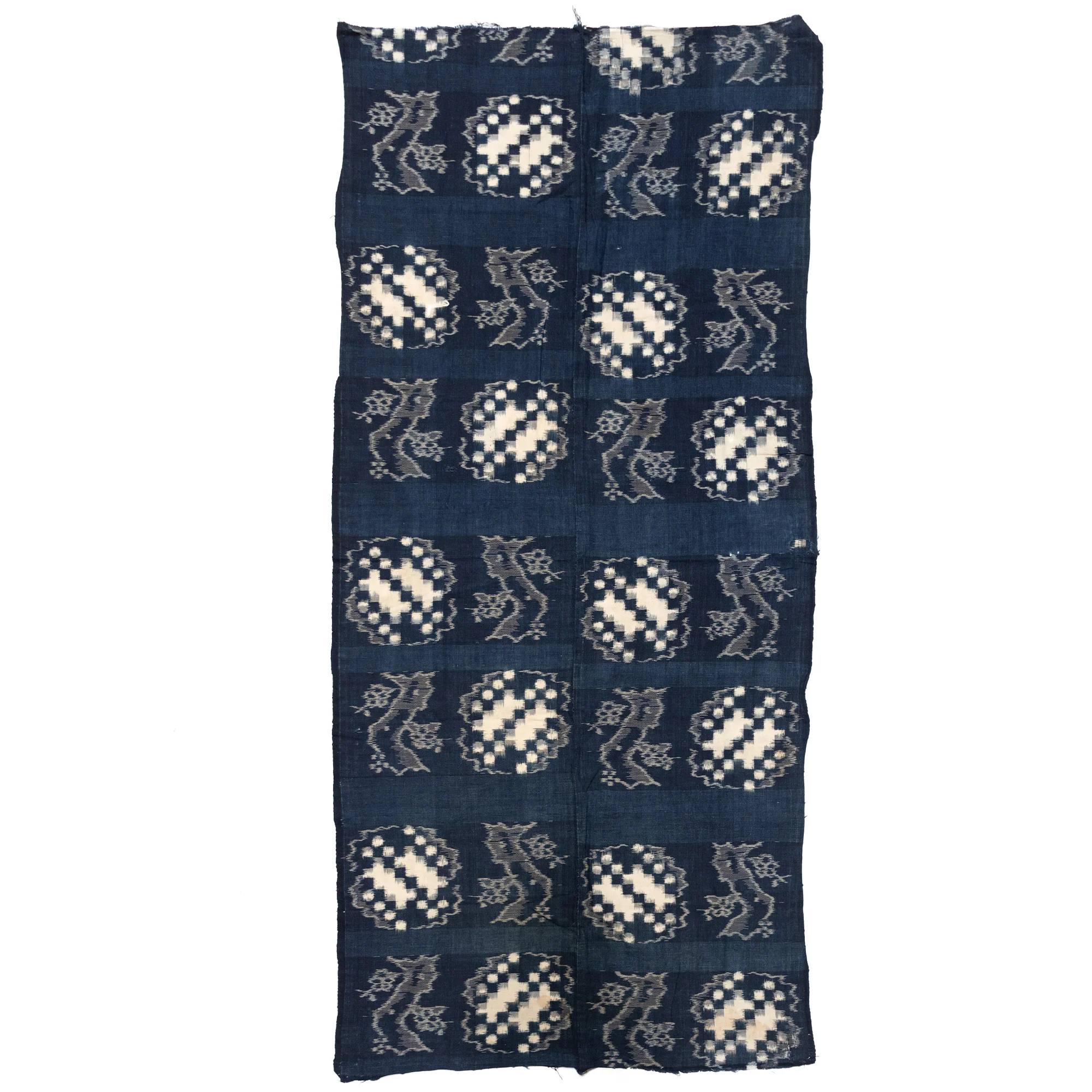 Japanese Indigo Egasuri Ikat Panels with Cherry Tree Motif