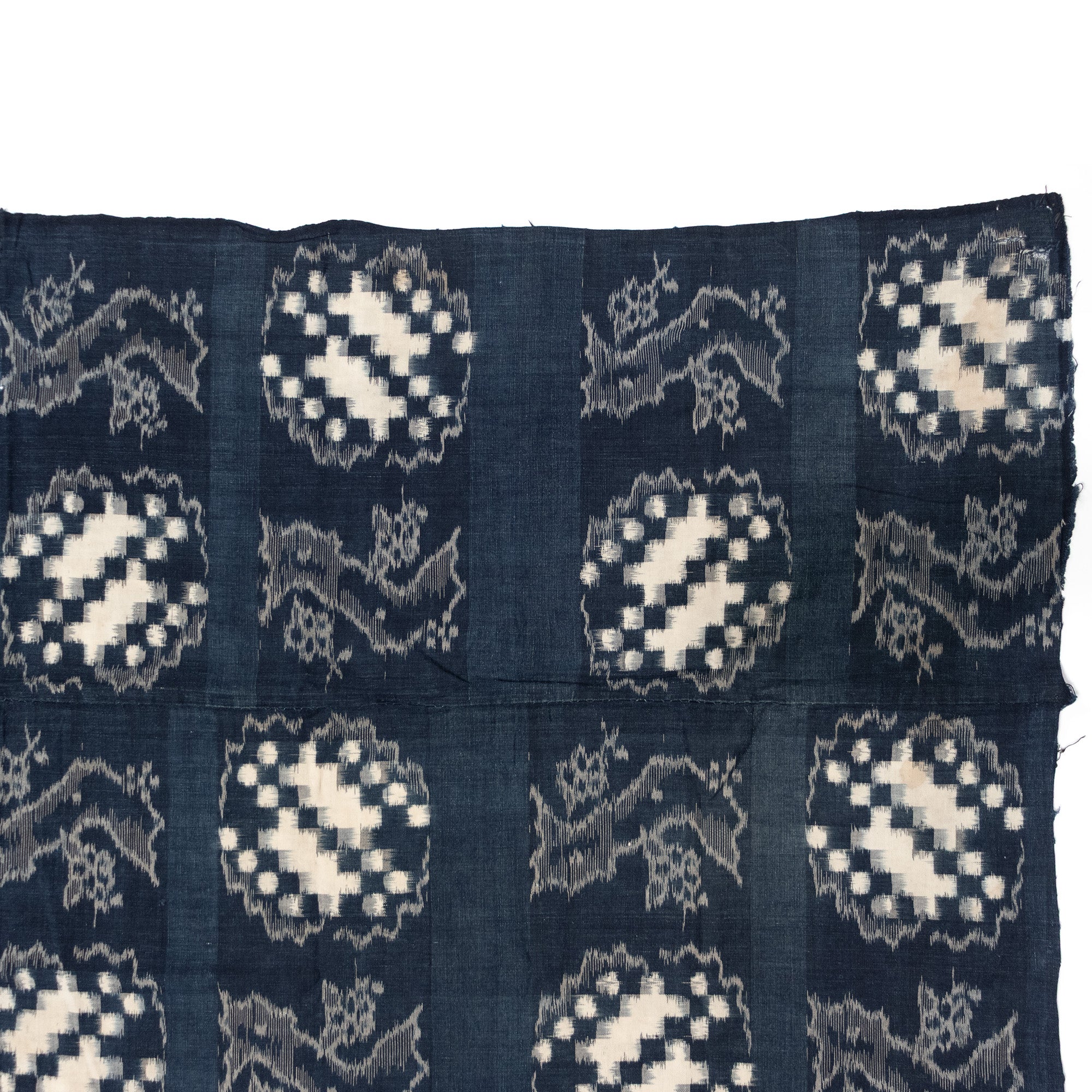 Japanese Indigo Egasuri Ikat Panels with Cherry Tree Motif - Image 2