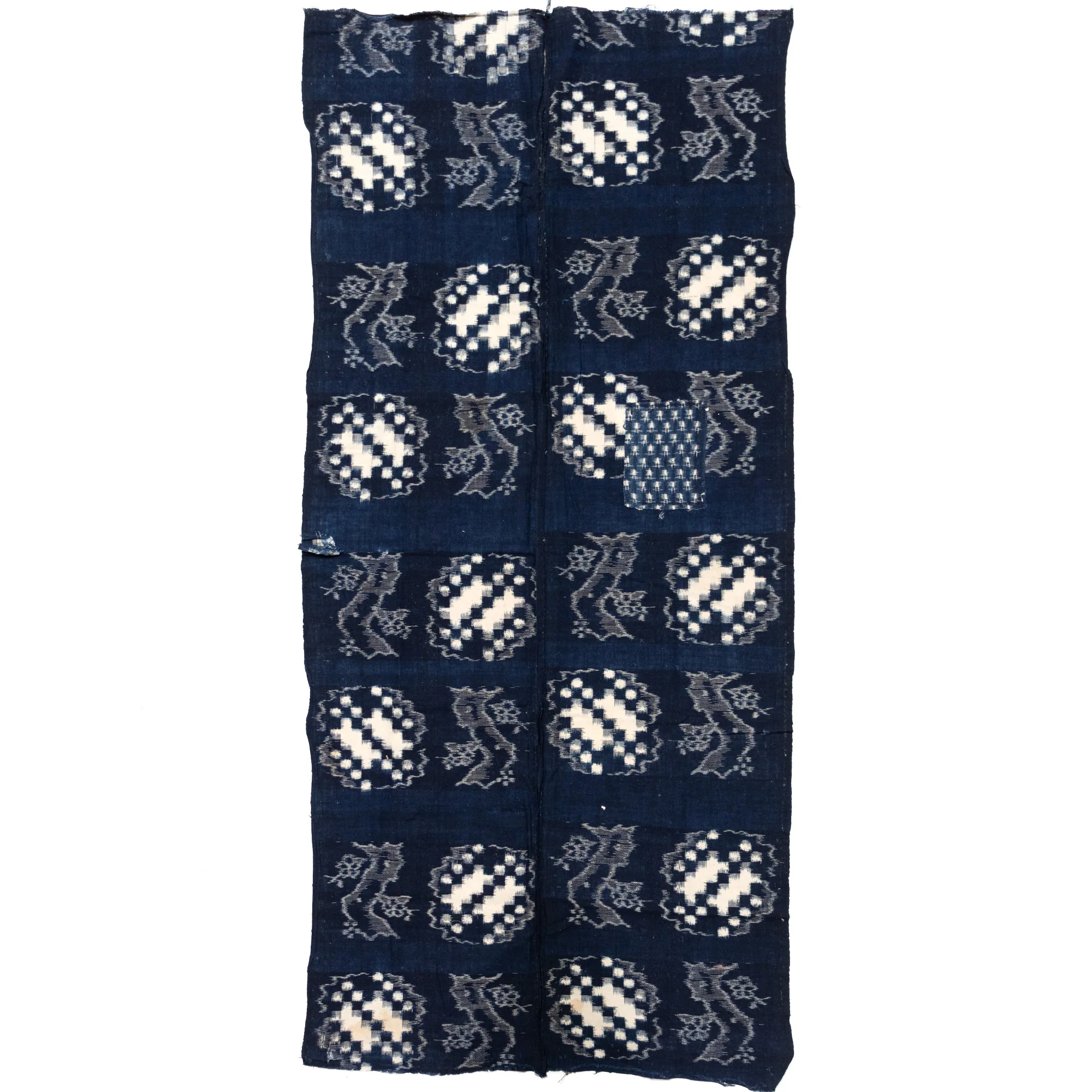 Japanese Indigo Egasuri Ikat Panels with Cherry Tree Motif - Image 4