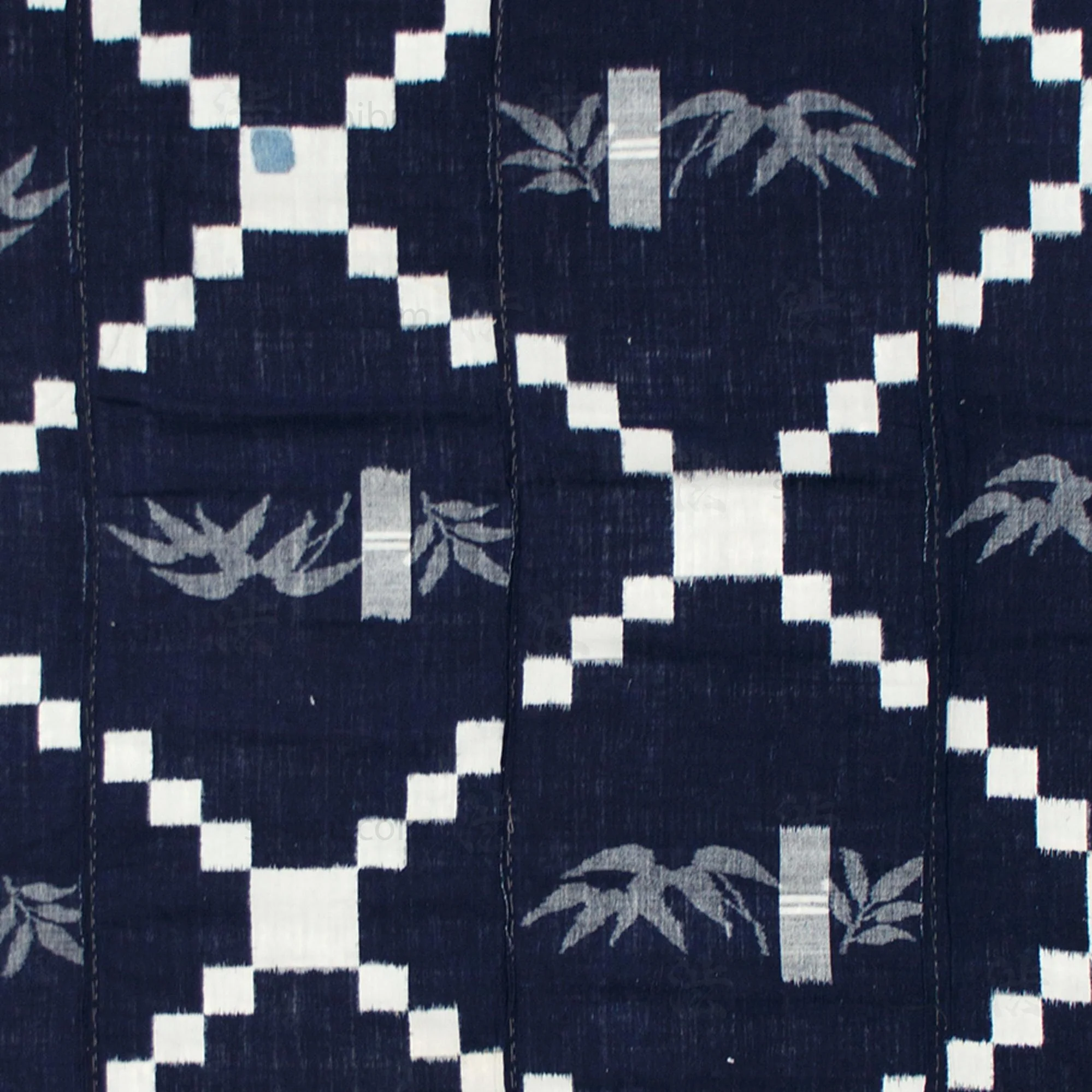 Japanese Indigo Kasuri Ikat Cloth with Bamboo Motif - Image 2