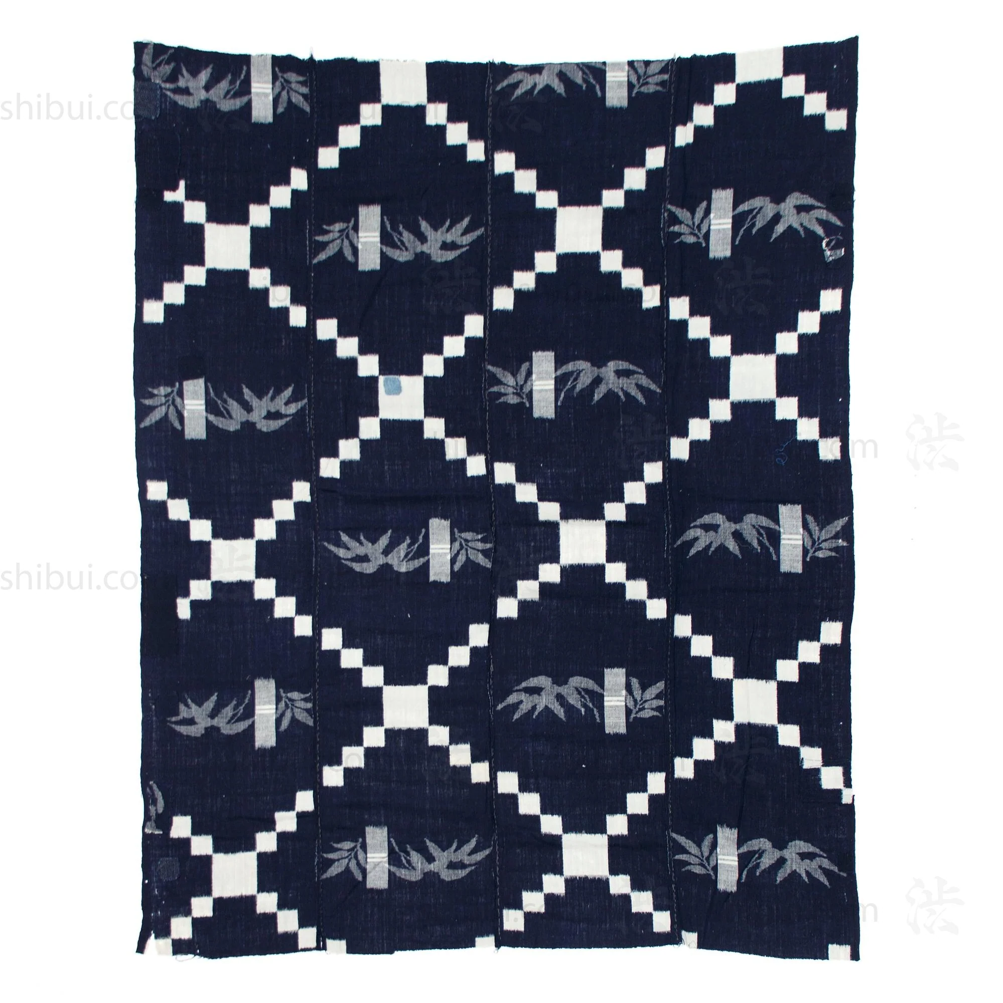 Japanese Indigo Kasuri Ikat Cloth with Bamboo Motif - Image 3